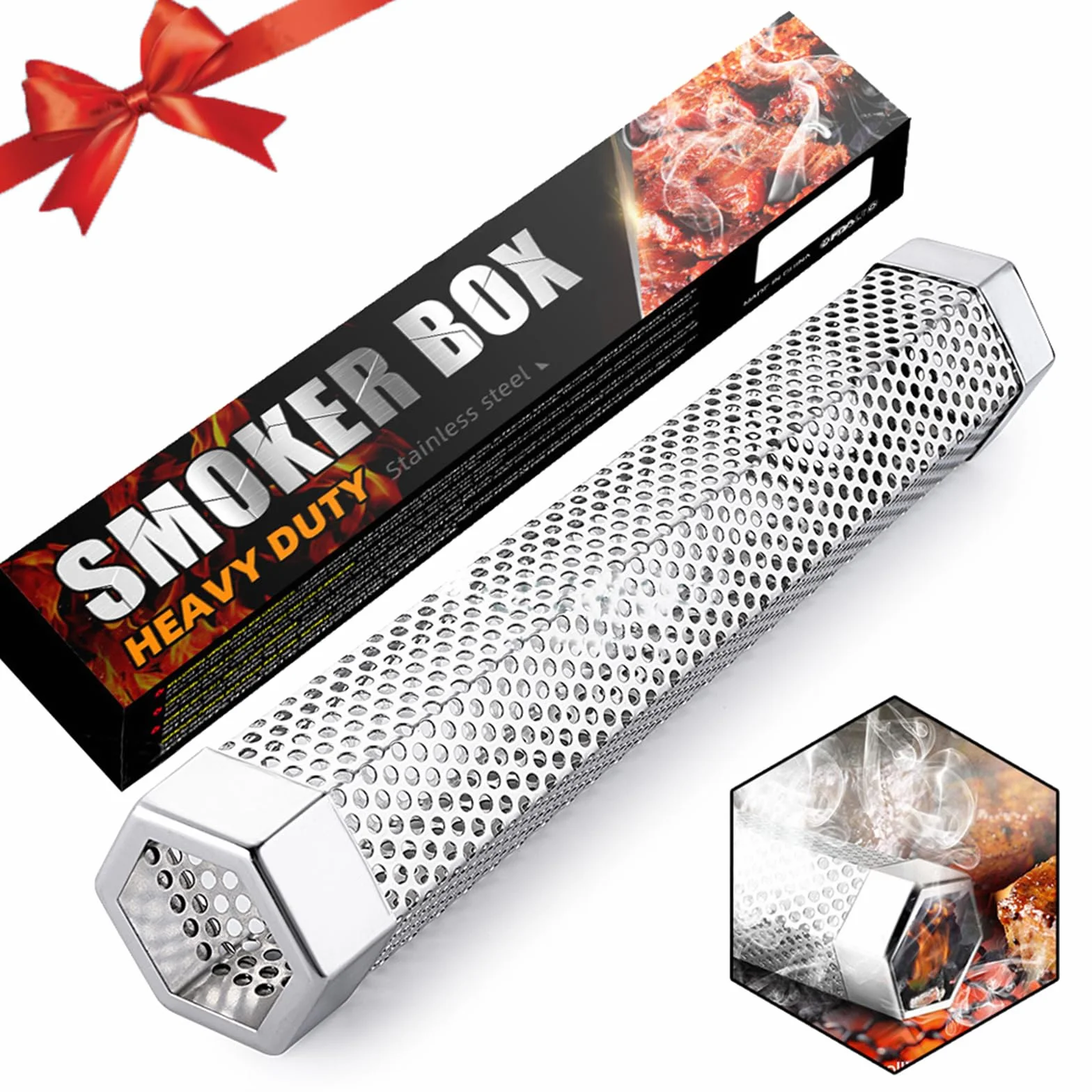 Joyeee Tubo per Affumicatore BBQ, Smoker Tube BBQ in Acciaio Inox, per qualsiasi griglia o affumicatore, fumatori caldo/freddo (31cm)