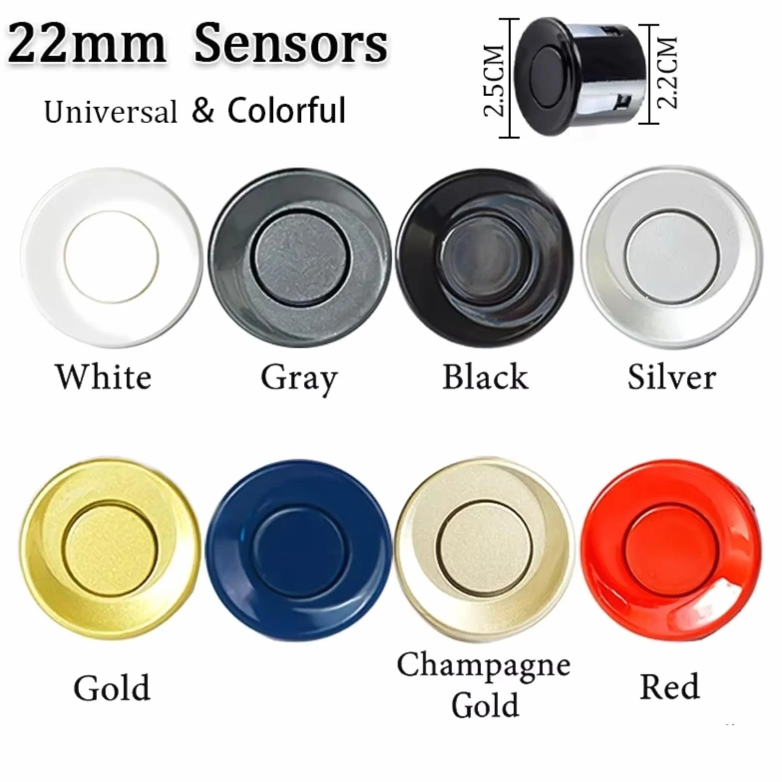 Sensore Parcheggio Kit 22mm 4 Sensori con Monitor LED Retromarcia Parktronic Automatico Rilevatore Radar Display Retroilluminato Nero