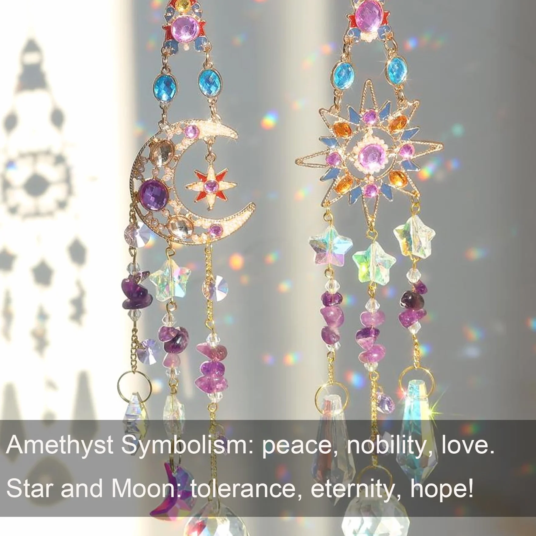 Acchiappasole Cristallo,Crystal Suncatcher,Appendere Vetro Acchiappa Sole,Pendenti Prismi Cristallo,Appeso Arcobaleno Prisma Finestra,Pendenti Suncatcher Decorazione per Casa Giardino Nozze