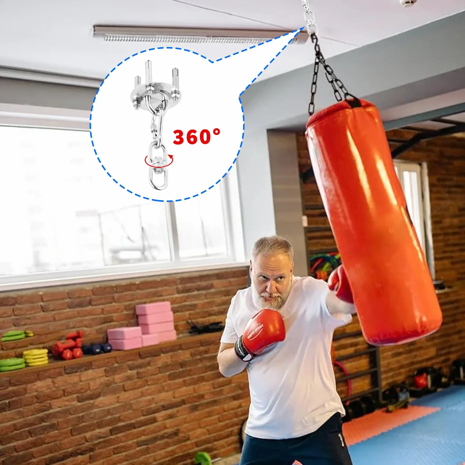 Gancio Soffitto in Acciaio Inox - Fino A 450KG con Rotazione A 360° - Gancio per Carico Pesante - per Sospensione