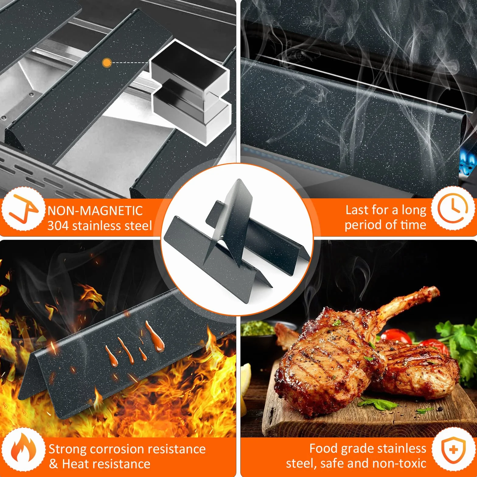 7635 Barre, per Barbecue a Gas Weber Serie Spirit 200 (con manopole Anteriori),7635 Barre Piastra Smaltate in Porcellana 38,9x8,9x6,8 cm Piastra Ricambio per Spirit E210 S210 E220 S220. (7635)