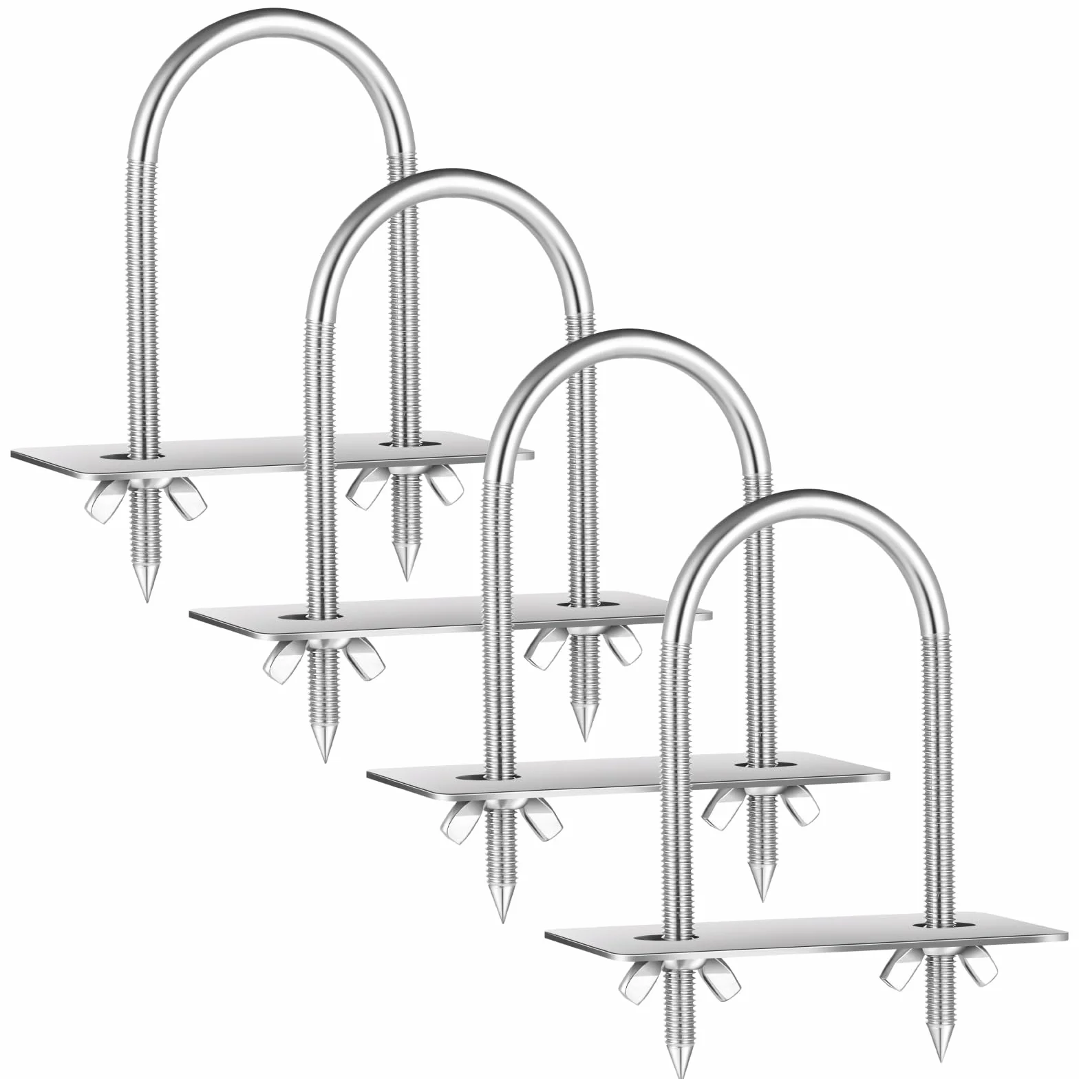 Confezione da 4 forchette per girarrosto in acciaio inox, bulloni a U per spina dorsale di maiale, lunghezza 14 cm, larghezza 5,1 cm, asta per spiedo, accessori per griglia per barbecue