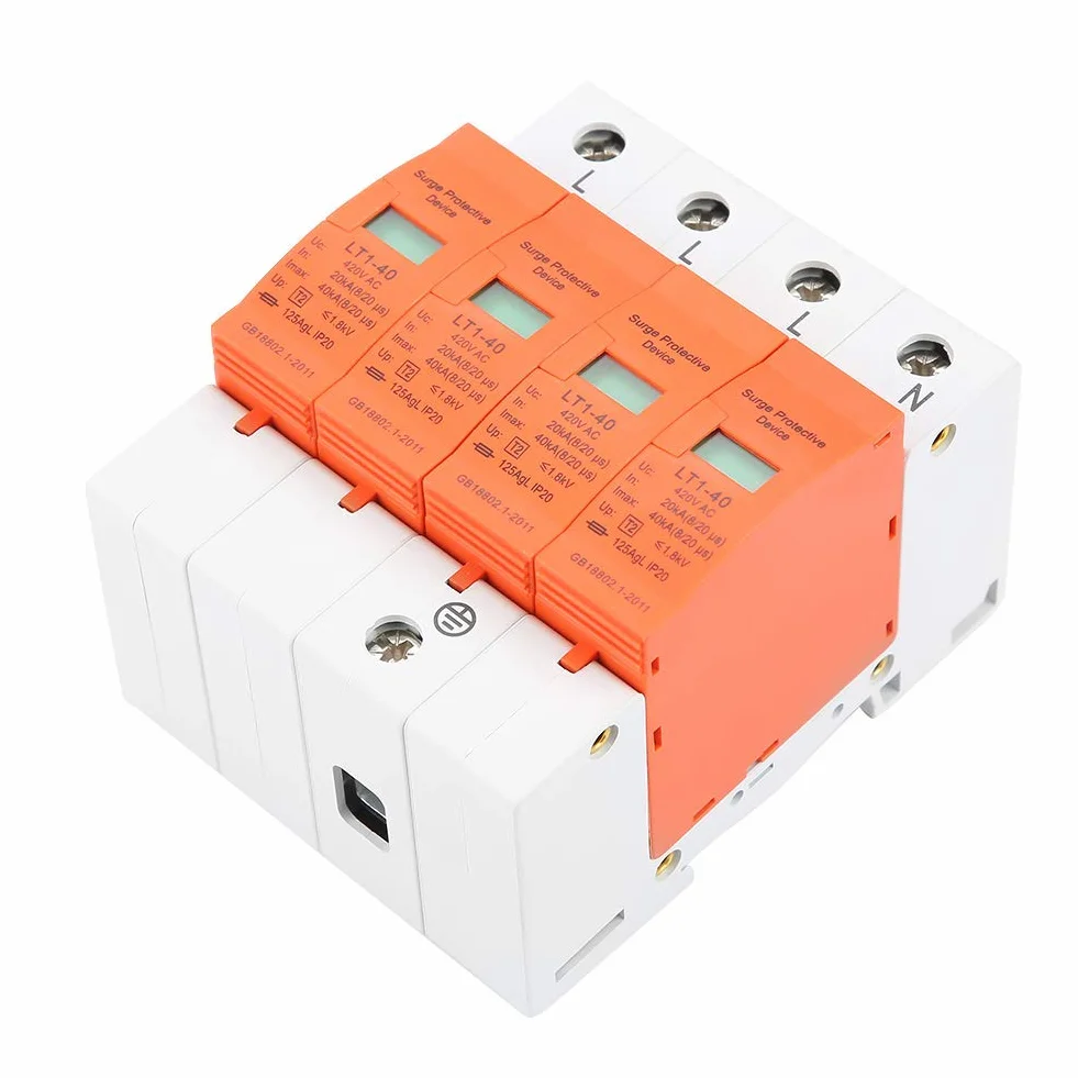 Scaricatore Trifase AC Sovratensione 4P 420V 40kA Protezione Fulmini