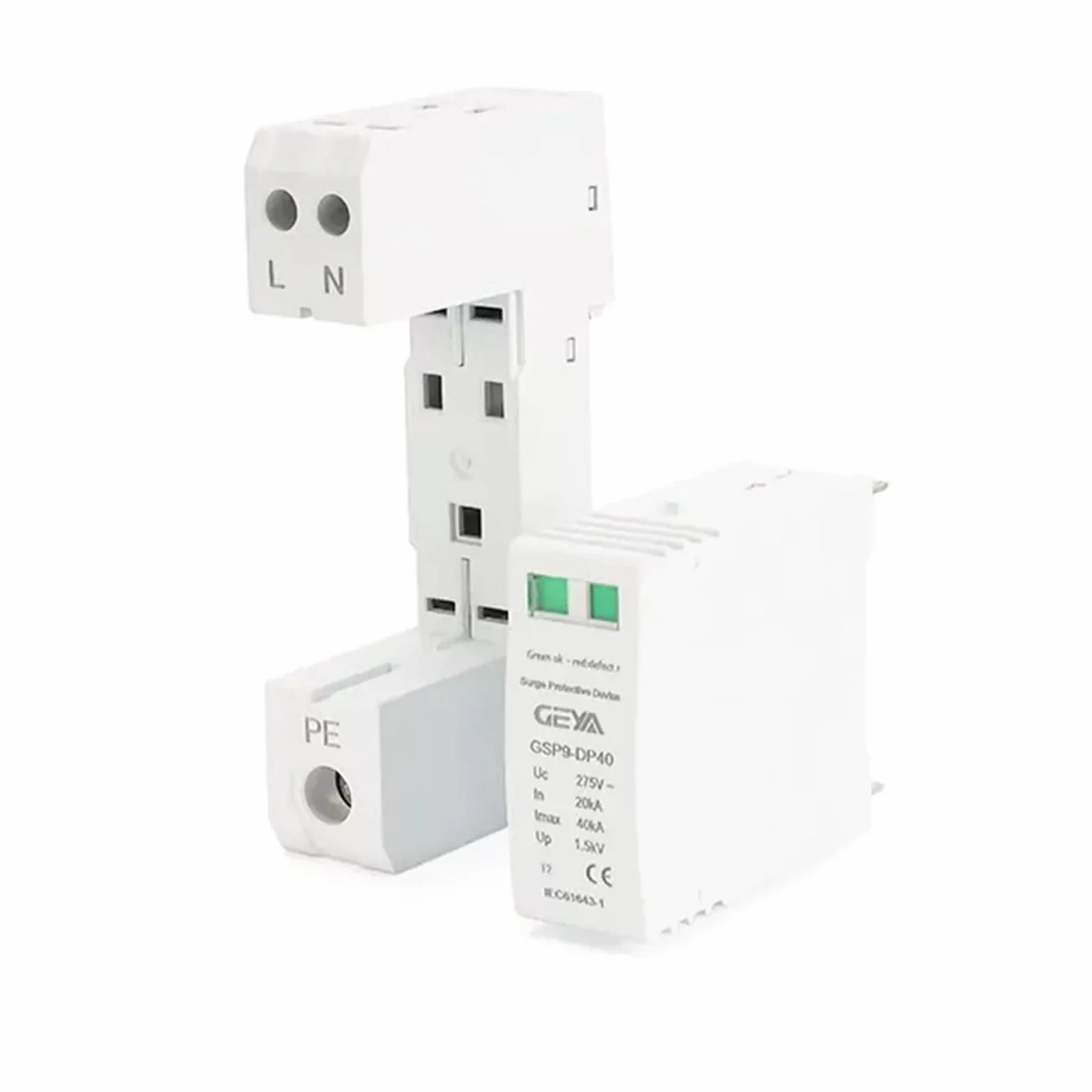 GEYA Dispositivo di scaricatore a bassa tensione SPD 20-40KA 1P+N AC275V