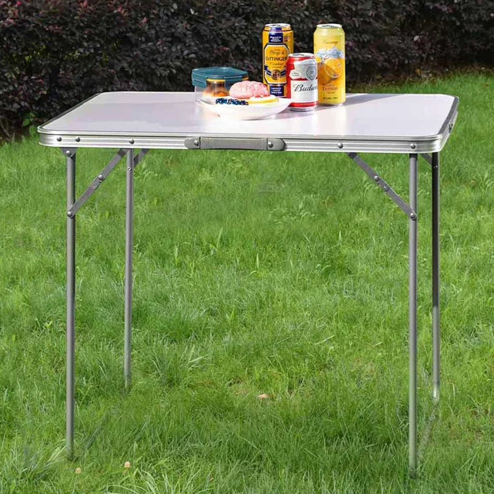 BAKAJI Tavolino Pieghevole da Campeggio Picnic 60x80x68 Alluminio Bianco