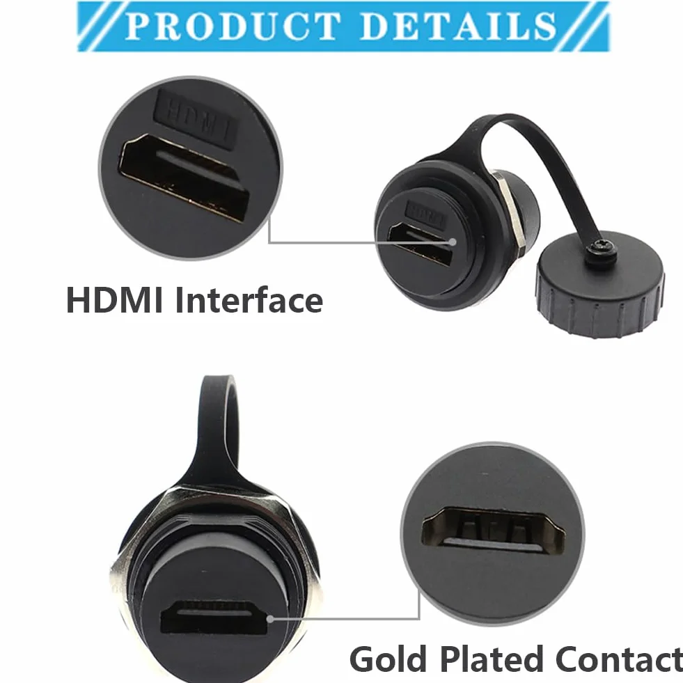 PENGLIN IP67 HDMI Panel Mount Coupler 2 Pack 4K 30Hz 3D HDR