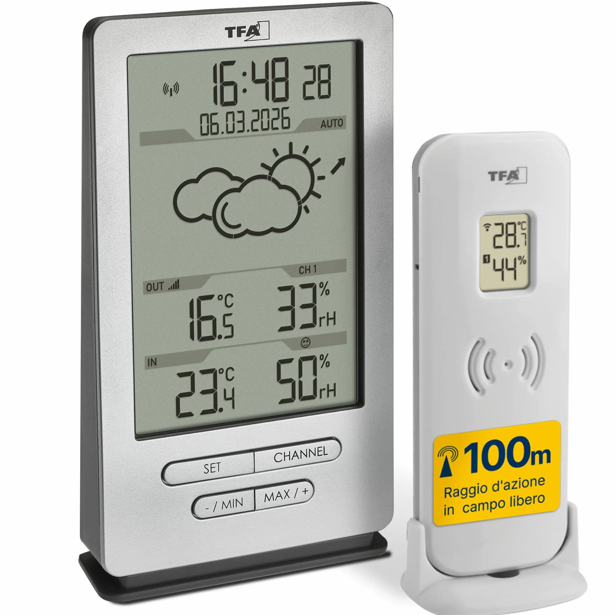 TFA Dostmann stazione meteo wireless 35.1162.54 argento