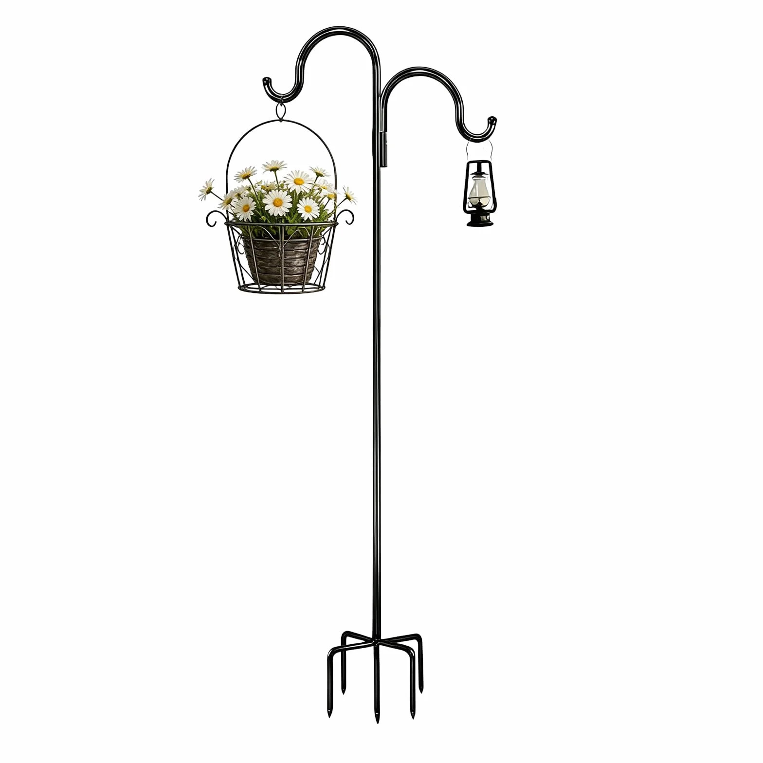 Ami da pastore da giardino 193 cm doppio gancio con 5 ganci per piante