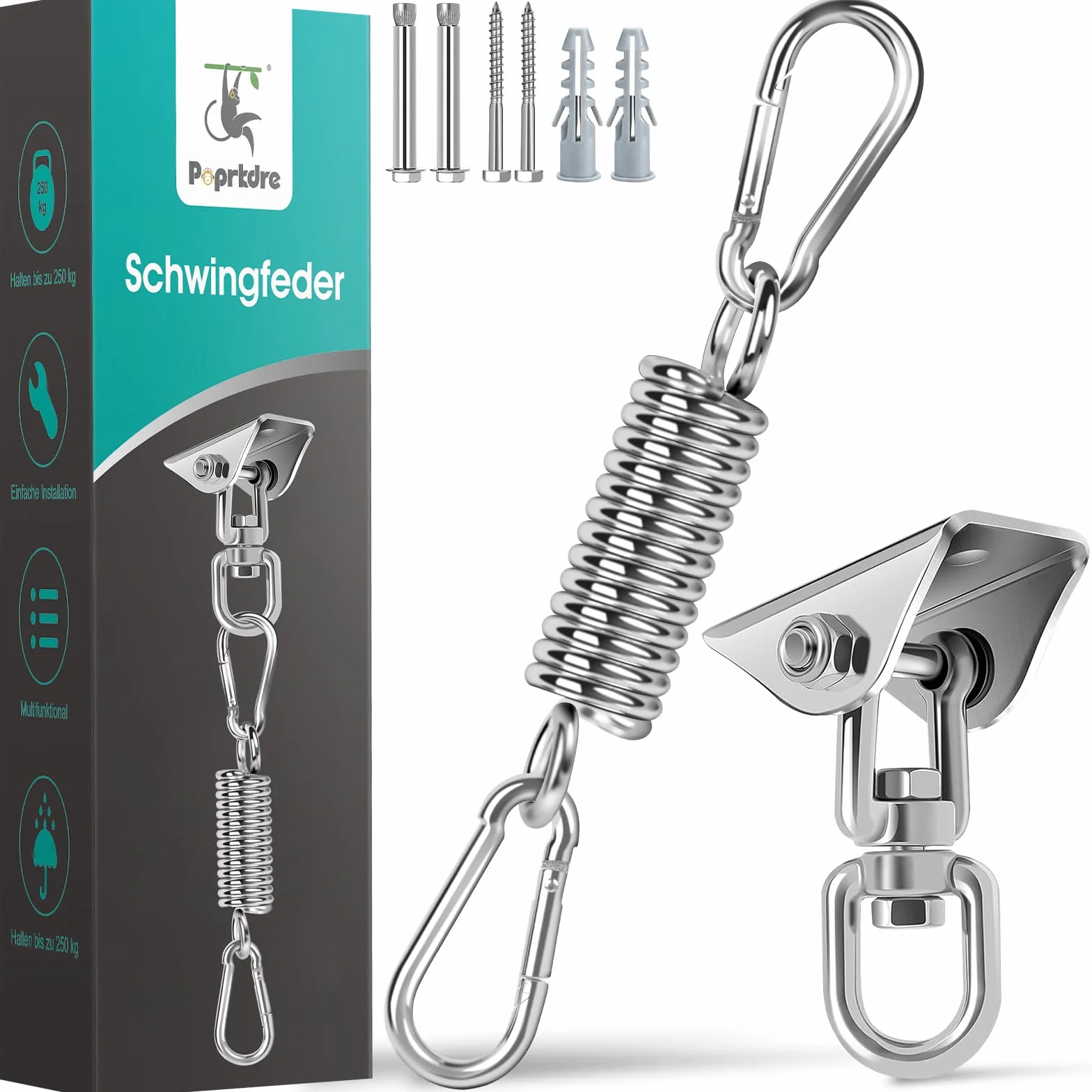 Gancio da soffitto per poltrona sospesa fino a 450 kg, supporto per sacco da boxe con moschettone girevole a 360°, gancio per amaca per amaca, cemento, parco giochi, yoga, palestra