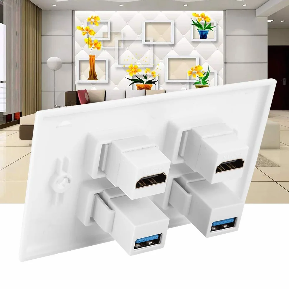Piastra da parete HDMI 2 porte HDMI 2 porte USB 3.0 accoppiatore copertura video HDTV