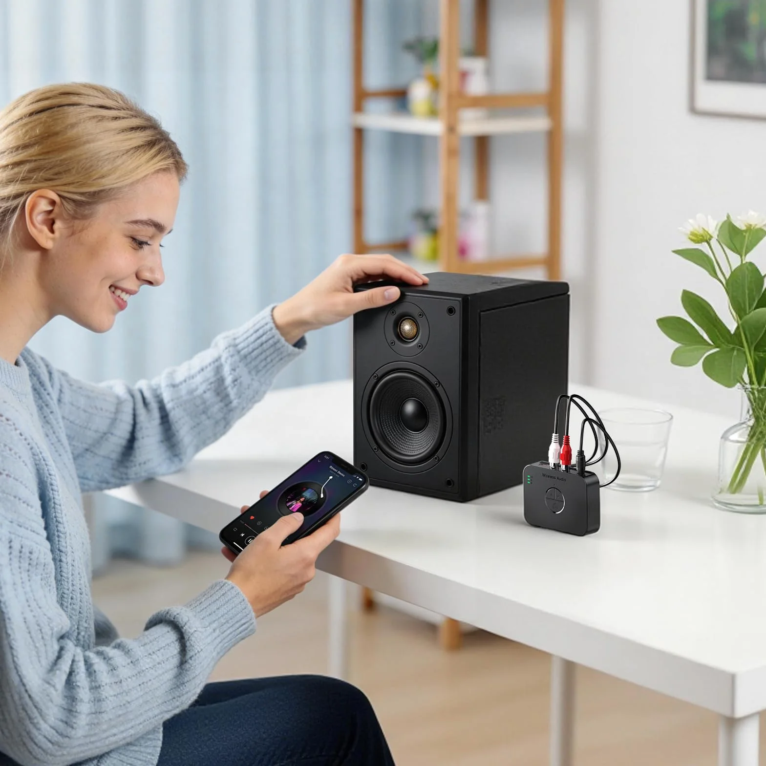 Adattatore Bluetooth 5.4 Impianto Stereo con Telecomando, Ricevitore Audio Wireless Hi-Fi con Jack Aux 3.5mm RCA