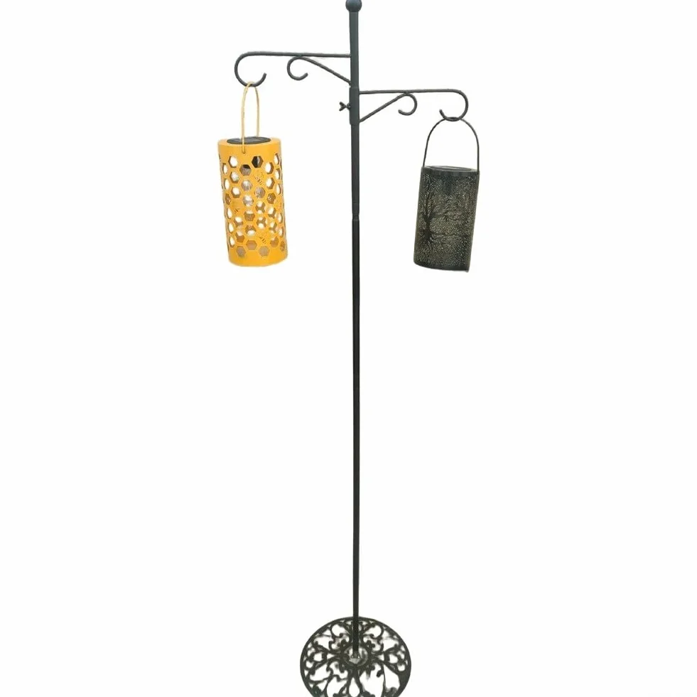 Gancio da pastore in ferro resistente e 116 cm per lanterne da appendere all'aperto e espositori floreali, resistente alla ruggine per un uso a lungo termine