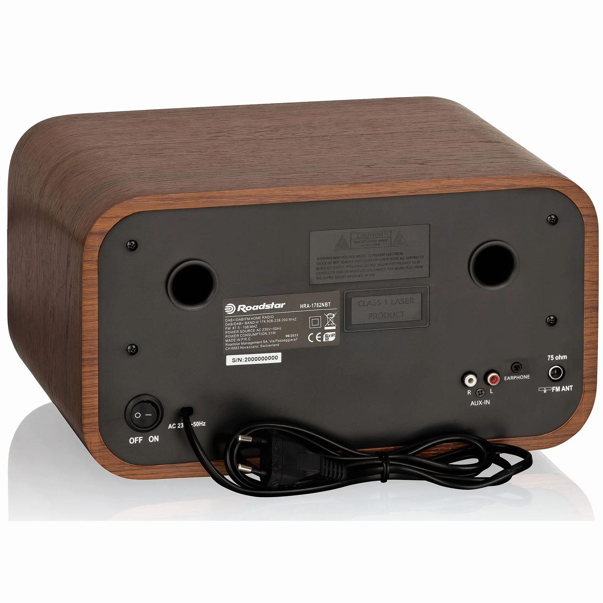 Roadstar HRA1782ND+BK Sistema Micro Vintage Radio DAB DAB+ FM CD MP3 Bluetooth Stereo Nero