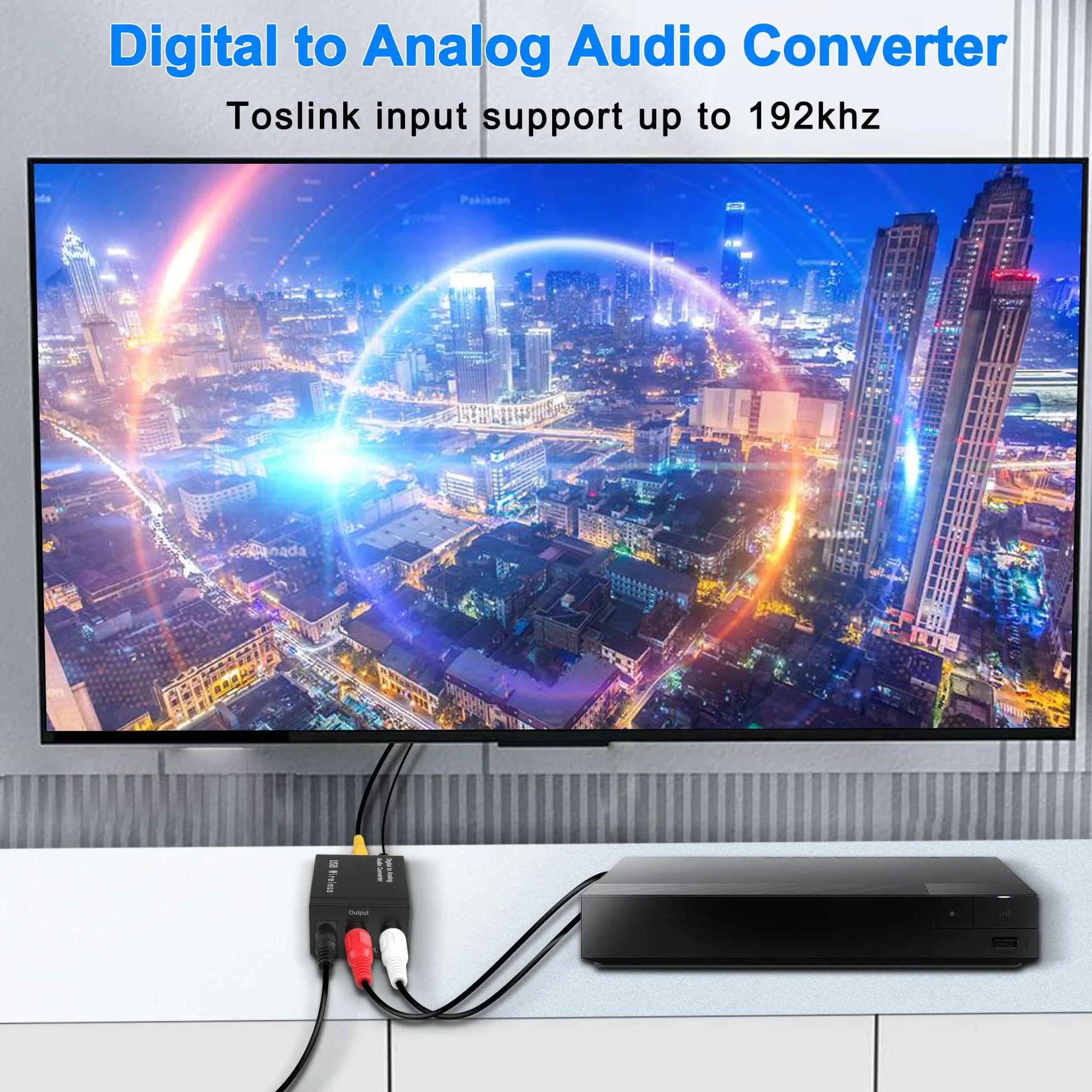 MEIRIYFA Convertitore audio digitale a analogico Bluetooth 5.0 ottico coassiale RCA con cavo fibra ottica