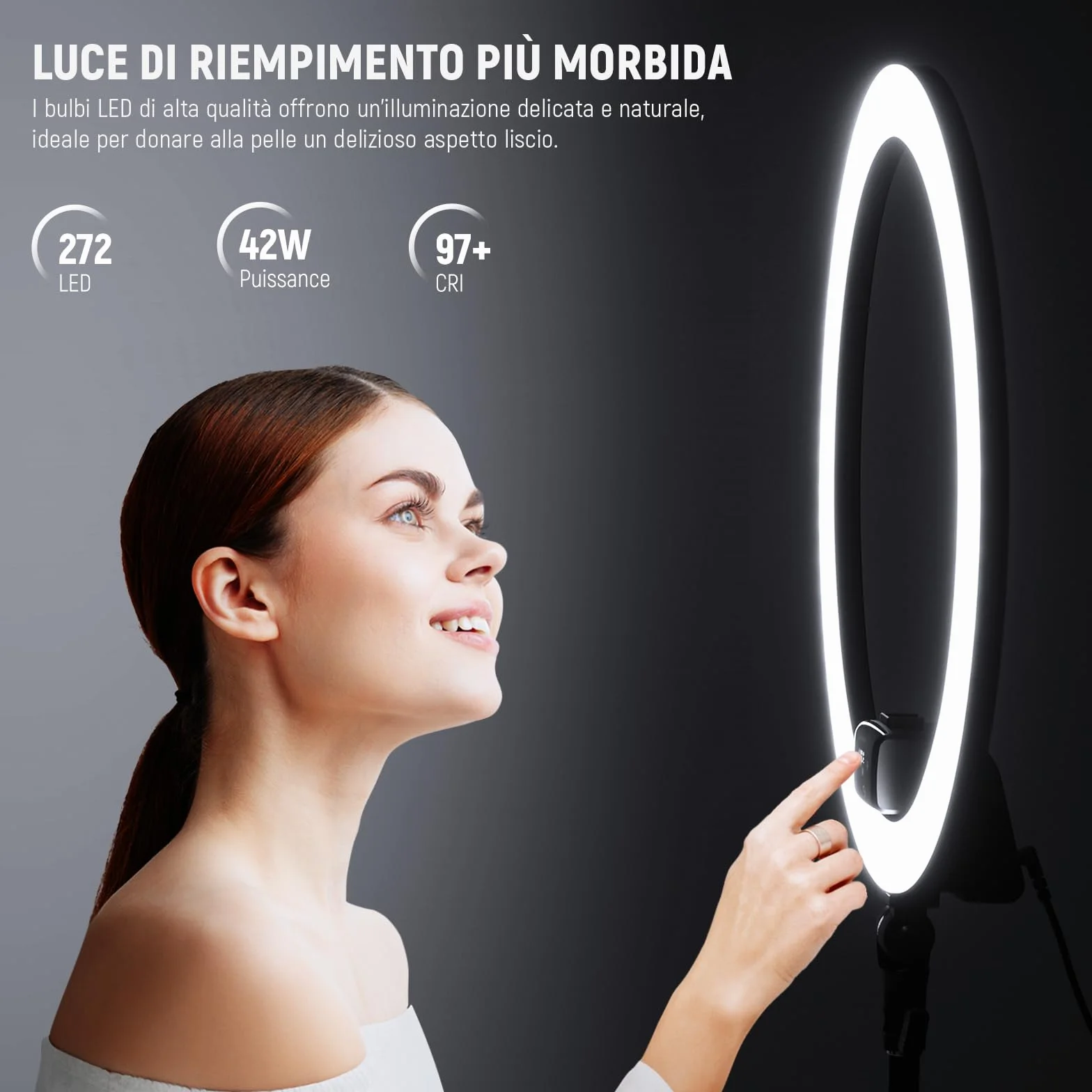 NEEWER SRP18-2.4G 18" Ring Light 42W 3200-5600K LED con Stativo 2.4G Touch Manuale per Fotografia Trucco