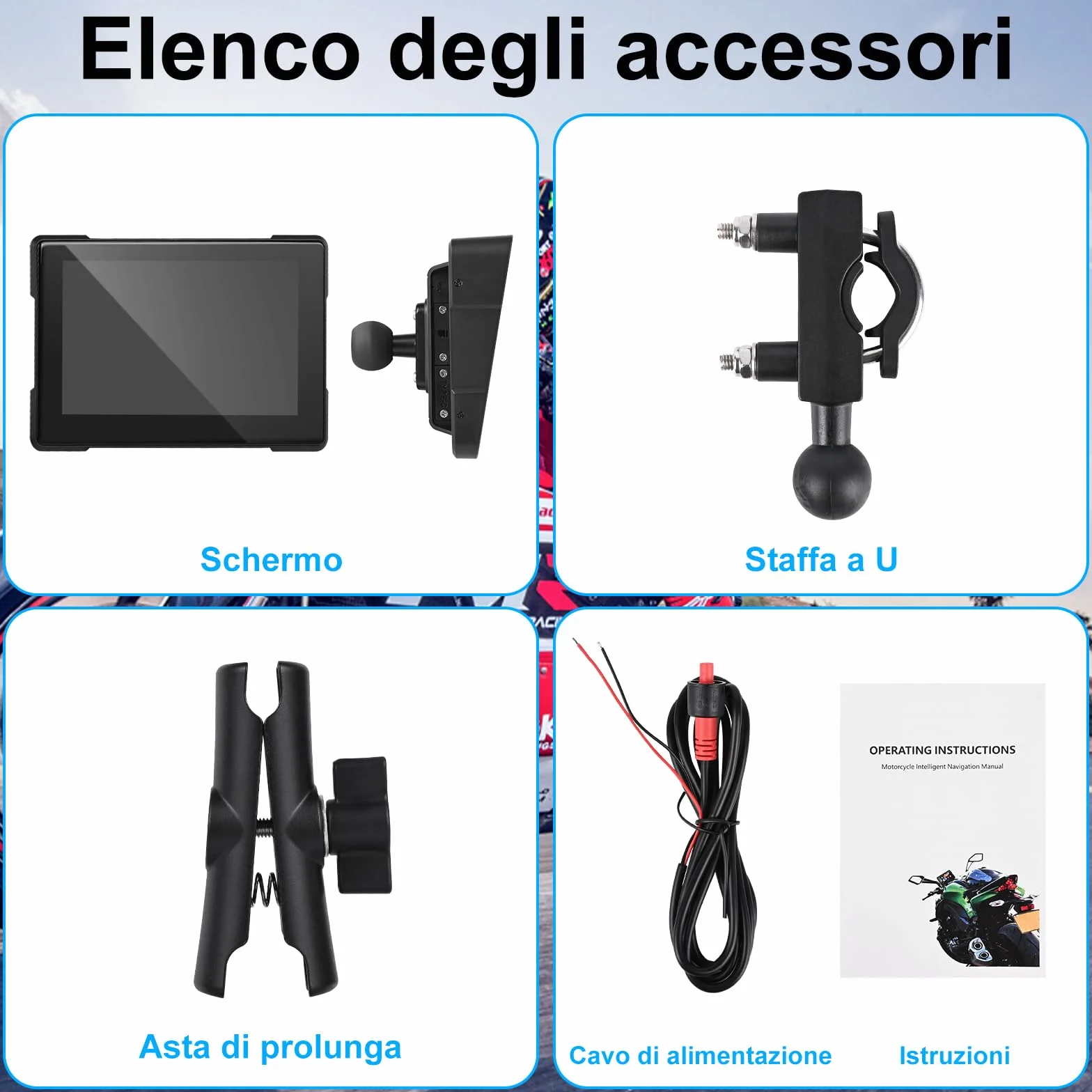 Navigatore Auto Portatile CarPlay Android Auto per Moto 5 Pollici Impermeabile Touchscreen
