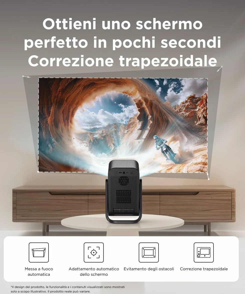 TCL C1 GTV Proiettore Portatile 1080p Nativo Gimbal Netflix Integrato Wi-Fi Bluetooth Autofocus Audio Dolby 8W 120"
