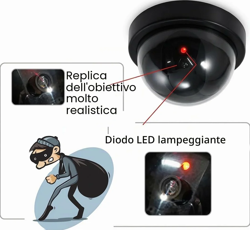 O&W Security Dome Kamera fikcyjna z diodą LED czerwona migająca montaż sufit ściana