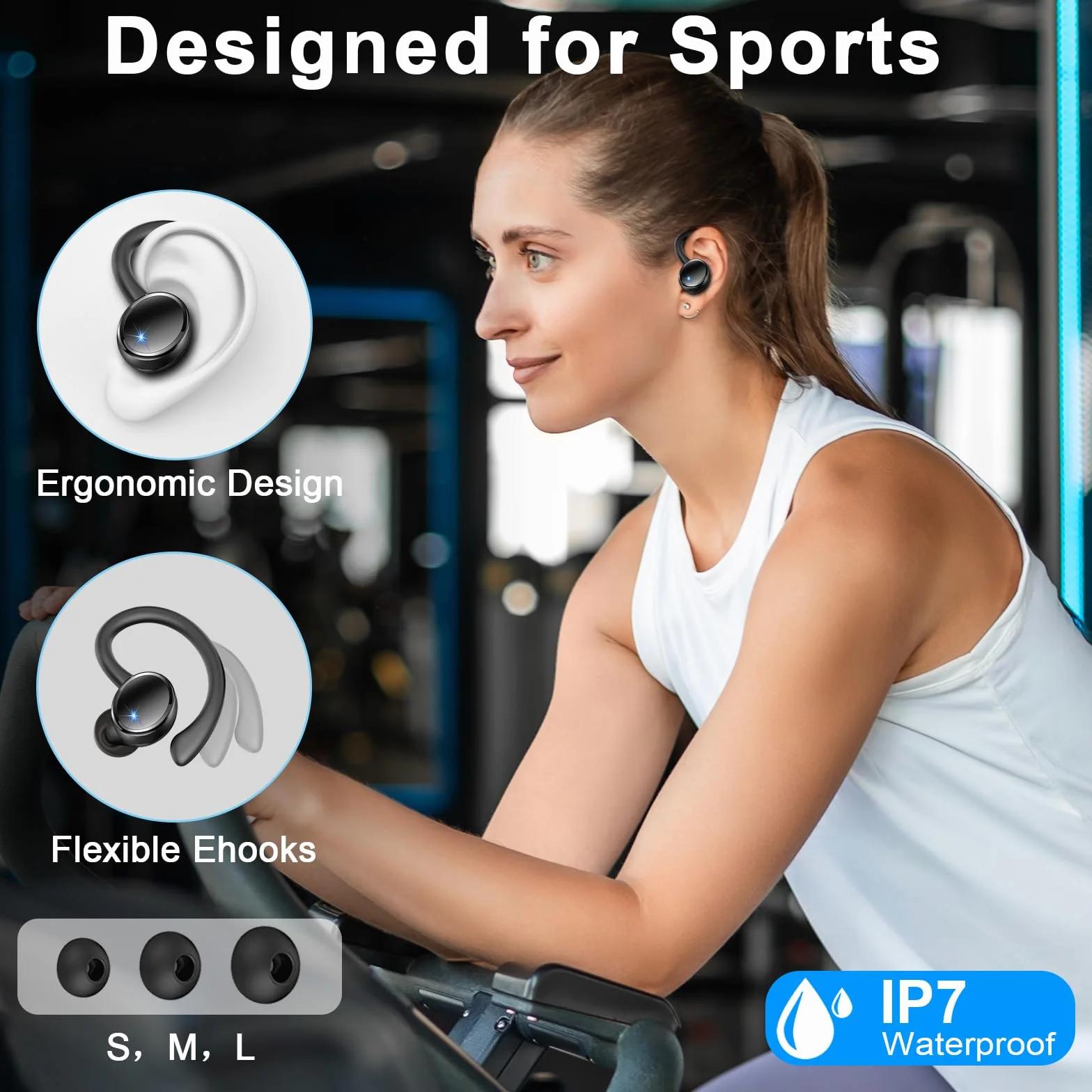Cuffie Bluetooth 5.4 Sport 50 Ore Cancellazione Rumore ENC 4 HD Mics 6D Bass Stereo HiFi LED Display IP7 Impermeabile
