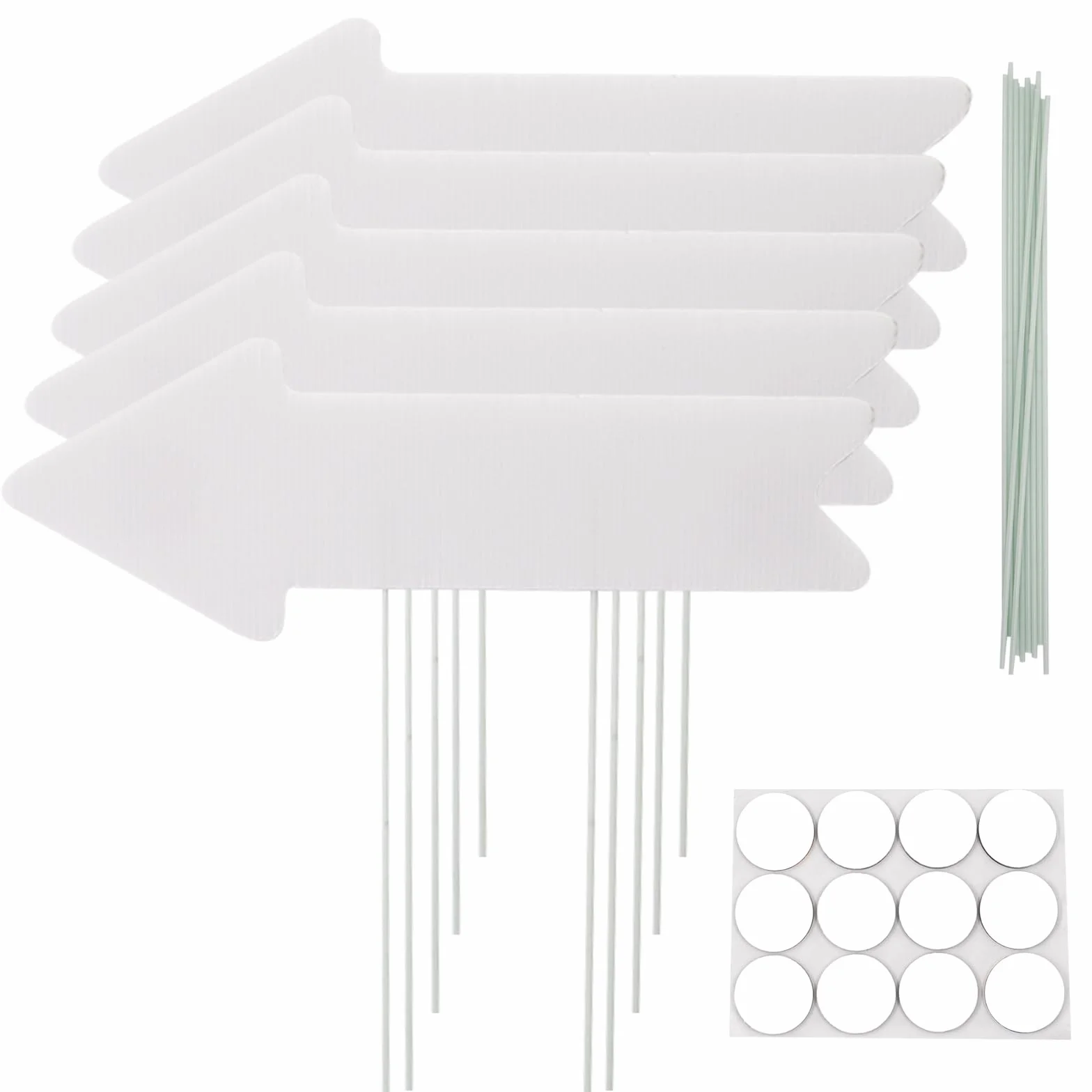 5 Pezzi Cartelli da Giardino con Pali Segni di Freccia Vuoti Segno di Cortile in plastica Cartelli Direzionali per Matrimoni per Festa di compleanno Segnaletica stradale Bianco Fai-Da-Te 43x15 cm