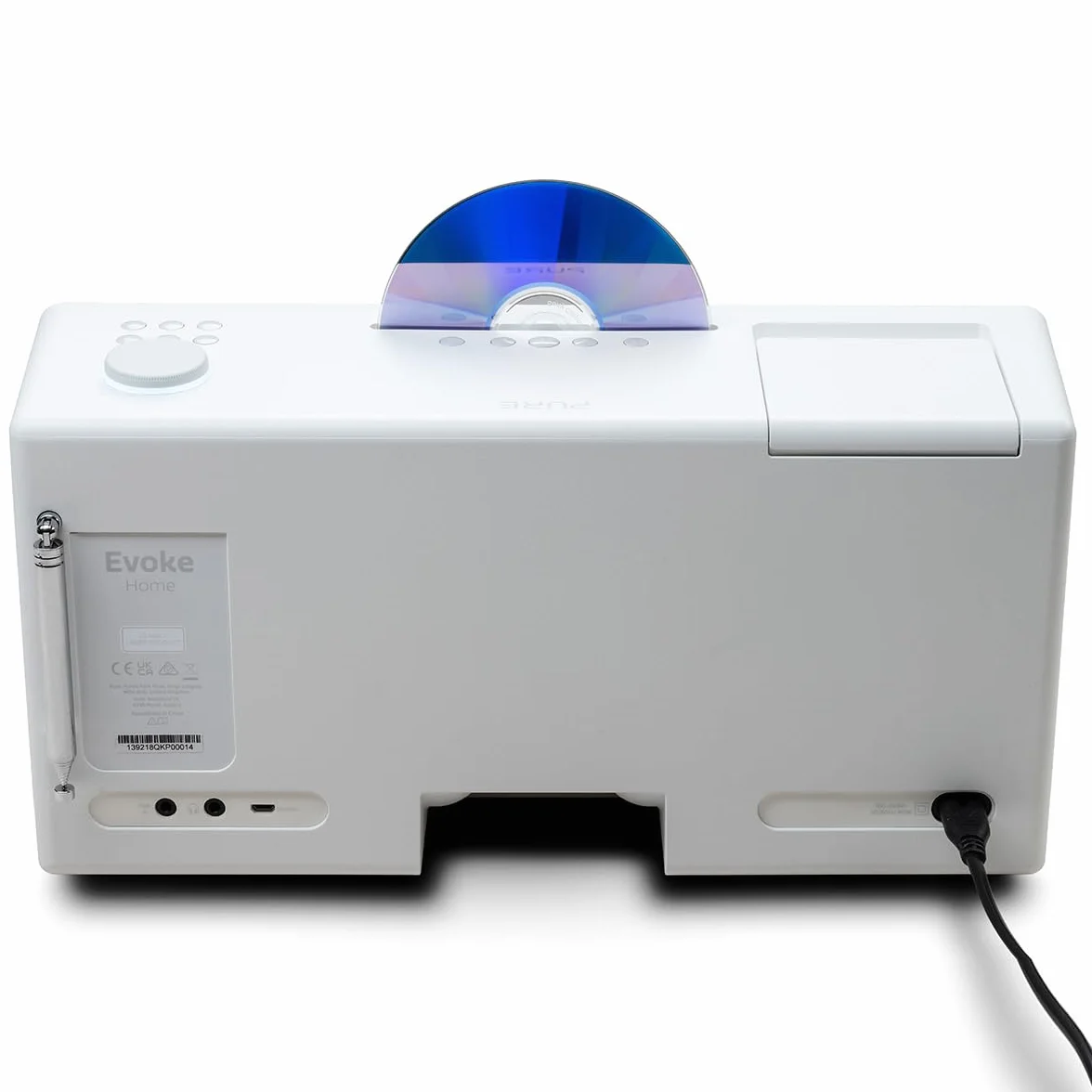 Pure Evoke Home All-In-One Music System DAB+ UKW Radio Internet Radio Spotify Connect Bluetooth CD 100 Watt Bianco cotone