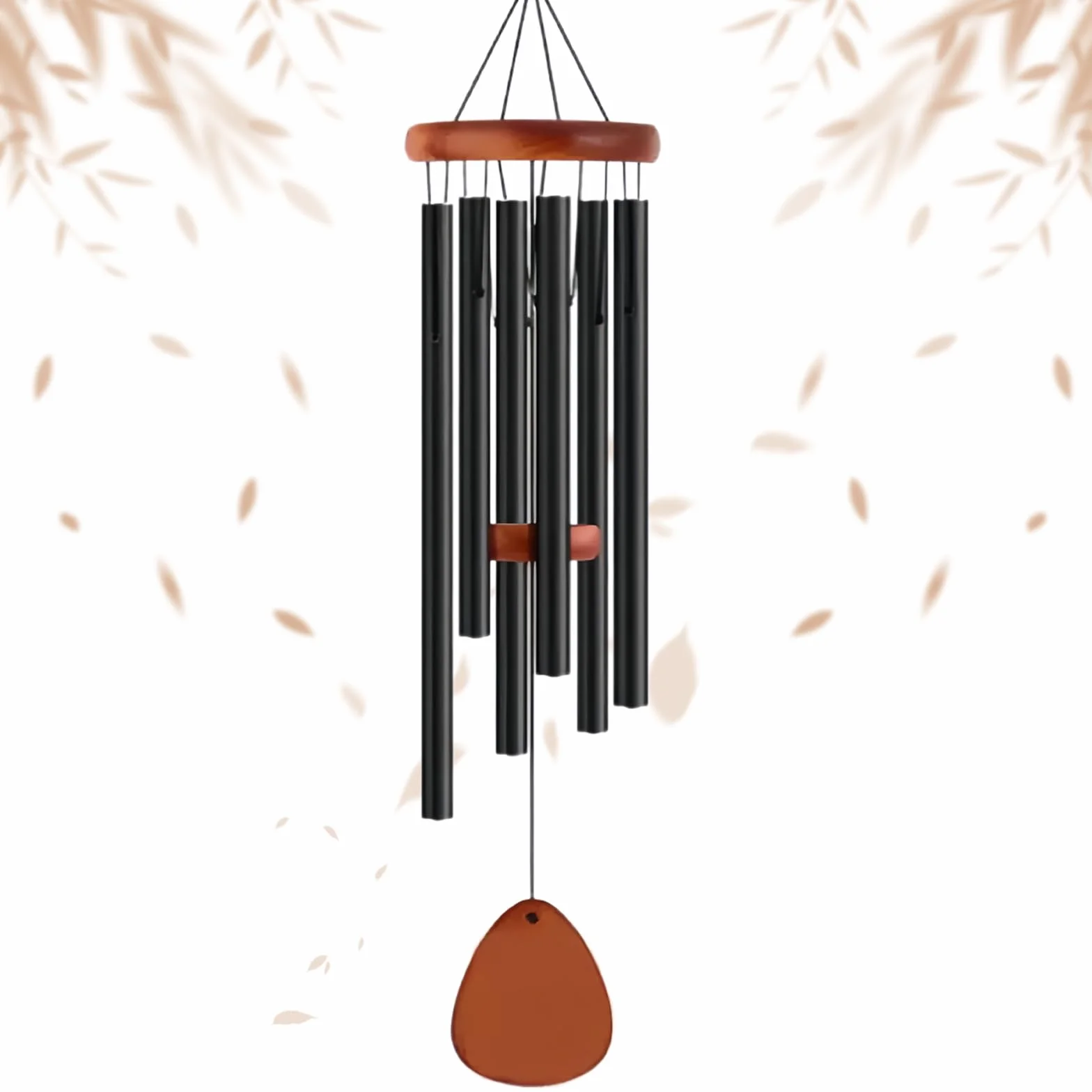 Campanelli a Vento Esterni, Scacciaspiriti da Esterno con Gancio, Campane Tubolari a Vento con 6 Tubi di Alluminio Campana a Vento Souvenir per Arredo Giardino Cortile (68cm)