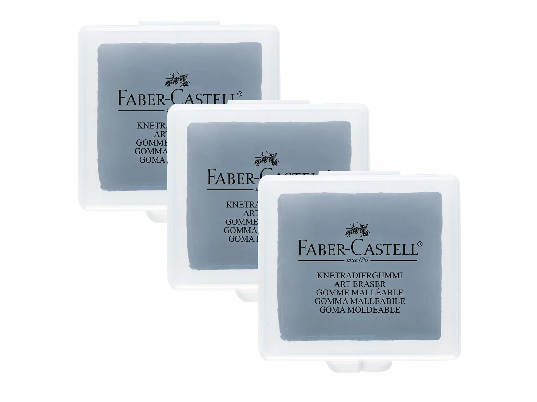 FABER-CASTELL Gomma modellabile Art Eraser 127220, grigia, 3 pezzi