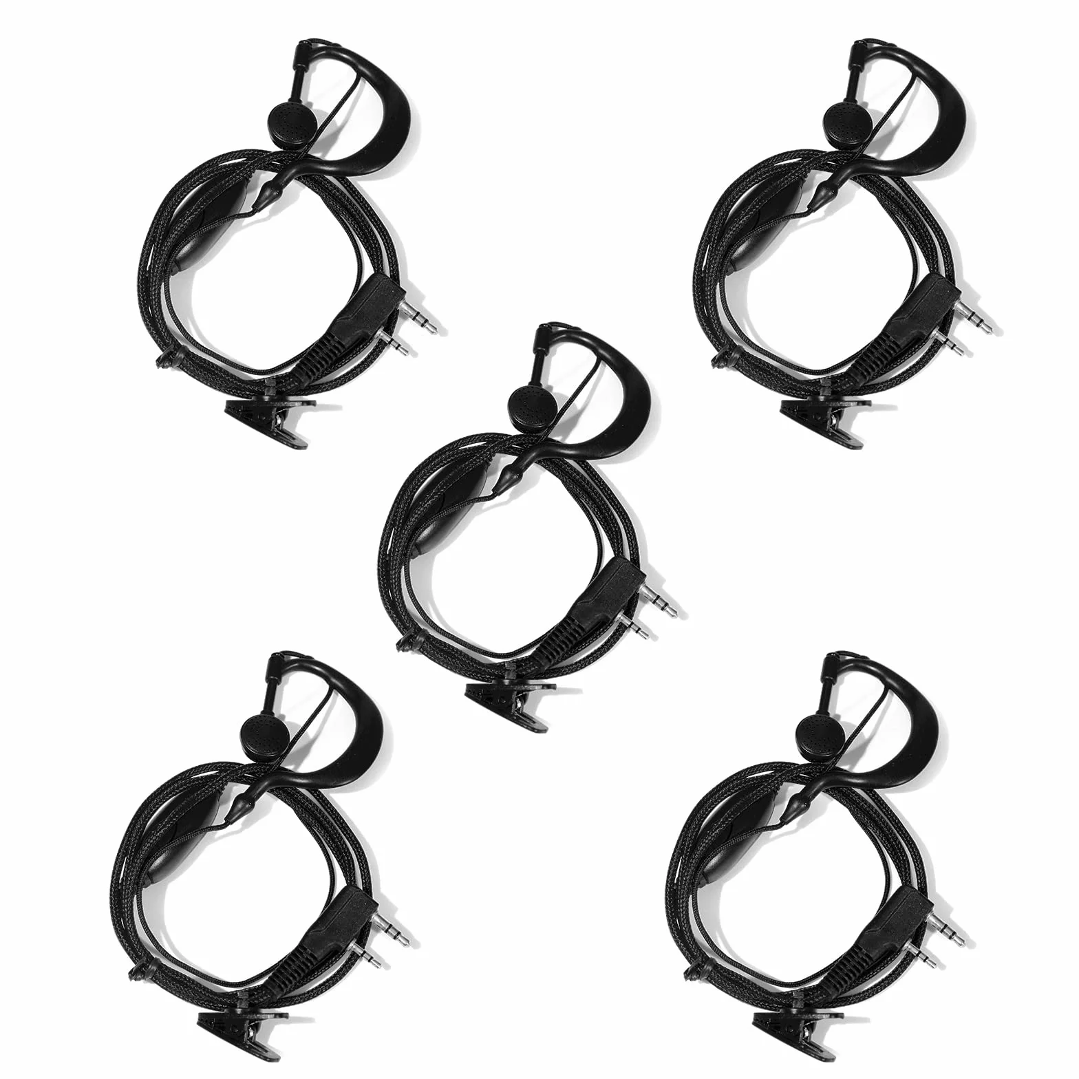 Radio Oreillett 2 Pin Compatible Acoustic Tube Security Bodyguard Écouteurs PTT Mic BF-88E BF-888S UV-5R UV-5RE 2 voie 5 pièces