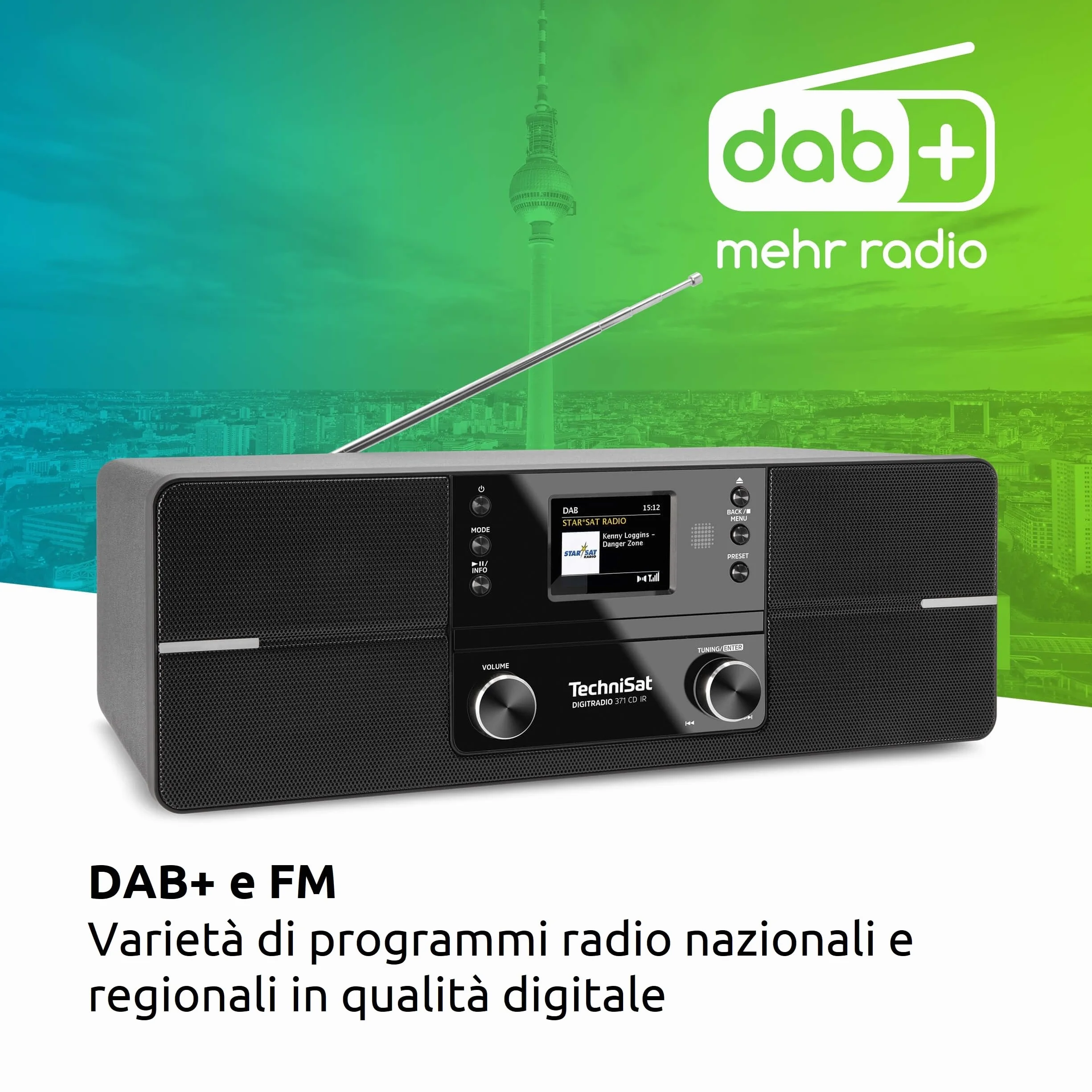 TechniSat DIGITRADIO 371 CD IR Internetradio Stereo DAB+ VHF CD WLAN Bluetooth 10 W nero