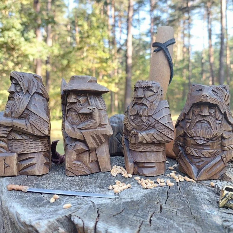 Qcwwy Statua norrena di Odino, statua vichinga di Odino, statua vichinga norrena, statuetta nordica pagana, ornamenti artistici per la decorazione di casa e ufficio (Uffrah Delnar -