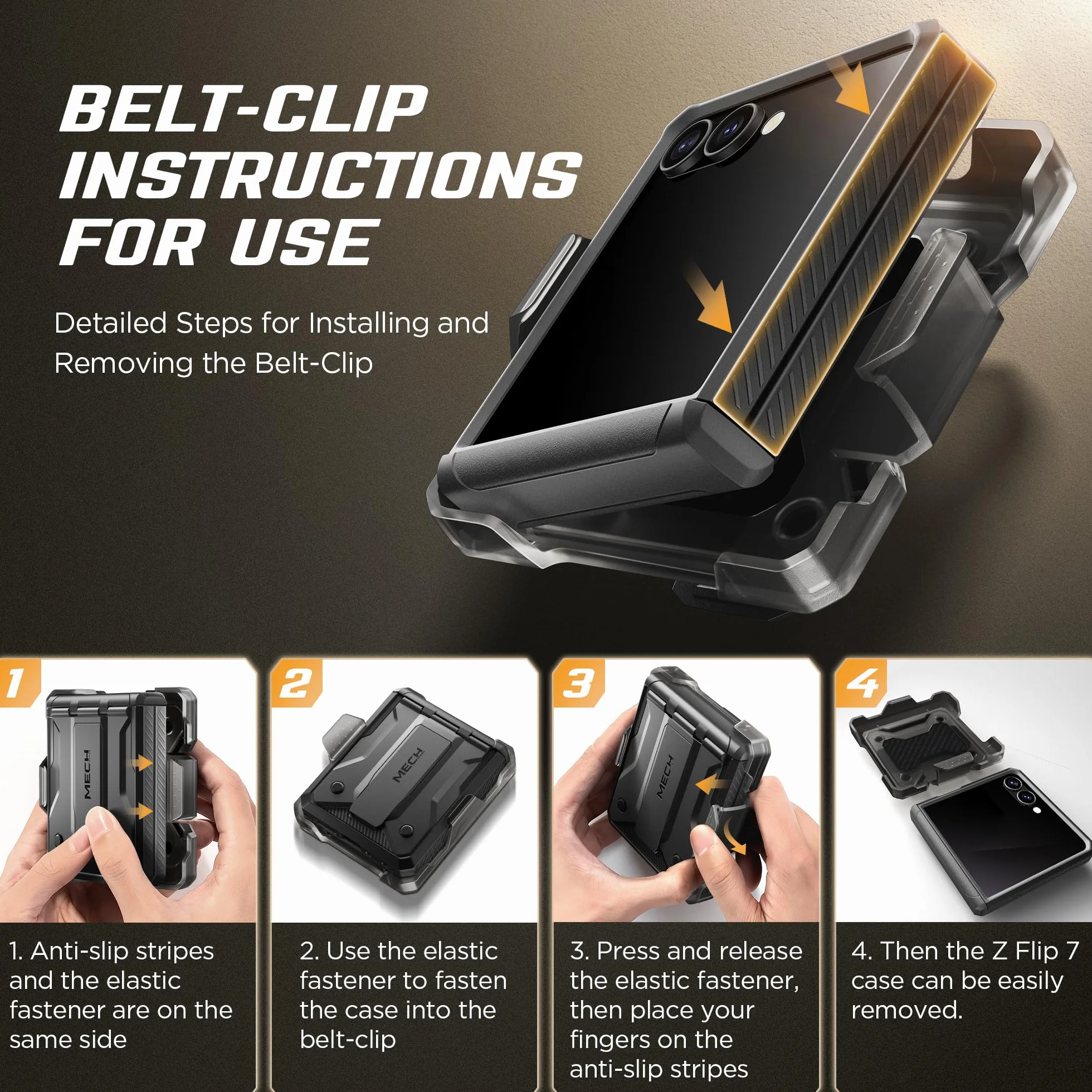 Tongate Custodia Flip Seven per schermo con protezione, nero