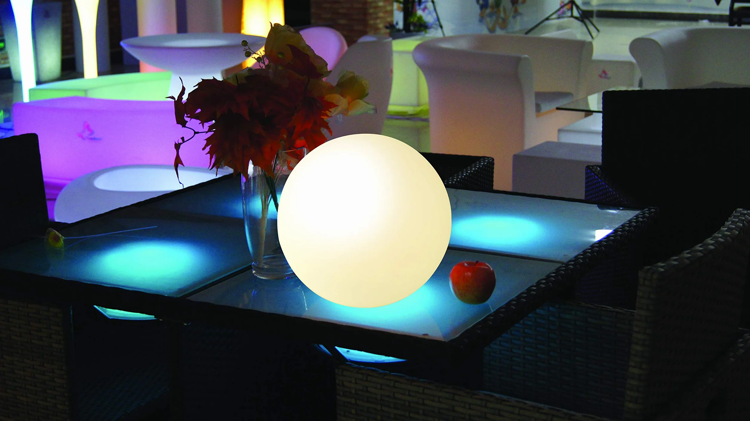 Velamp Sfera Luminosa LED Ø 25cm. A Ricarica Solare, IP66. con Telecomando: Scelta tra Bianco e 7 Colori. Wireless. per Giardino, terrazzo, Piscina
