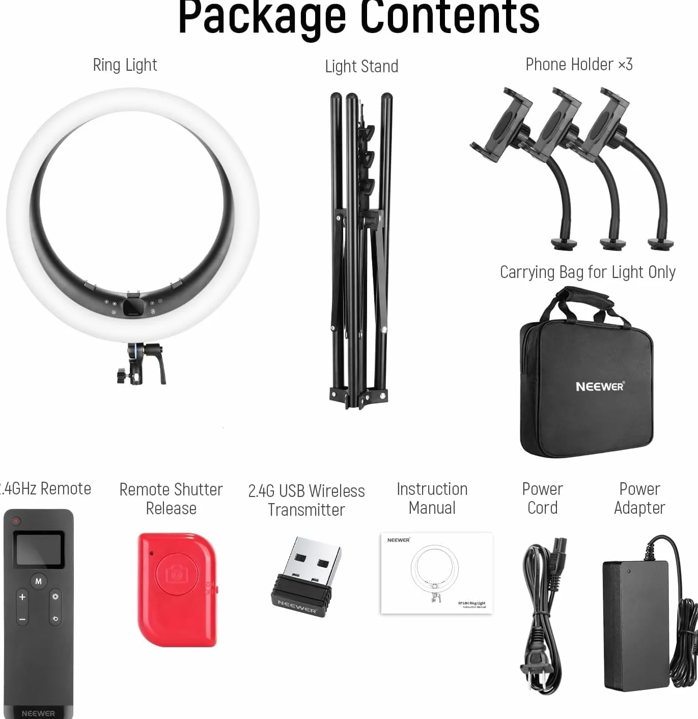 Neewer 19" Ring Light Luce ad Anello con Stand 3200K-5600K per Selfie Streaming Zoom RP19H