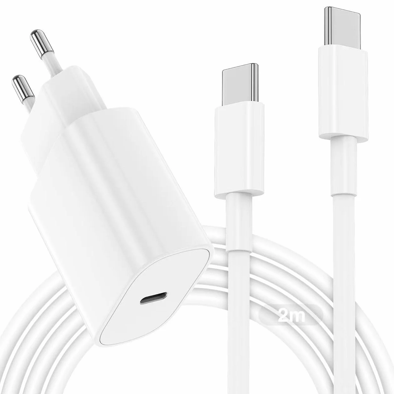 Caricatore Rapido USB C 20W Cavo 2m per Apple iPhone 17/16e/15 Pro Max/Plus, iPad Pro 12.9/11/Air/Mini/10