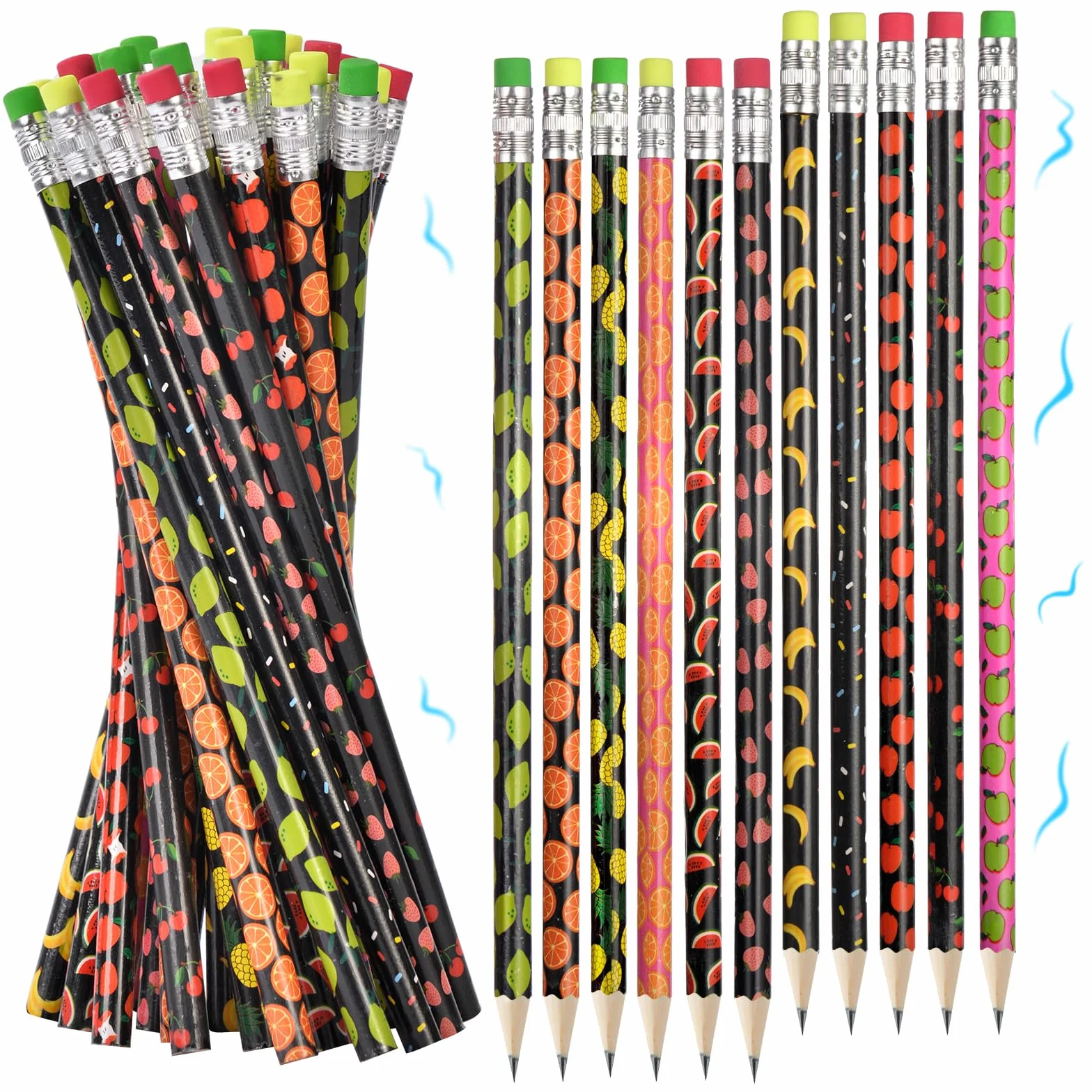 Vicloon Matite Profumate HB Grafite 32pcs con Gomma per Scuola Ufficio Disegno
