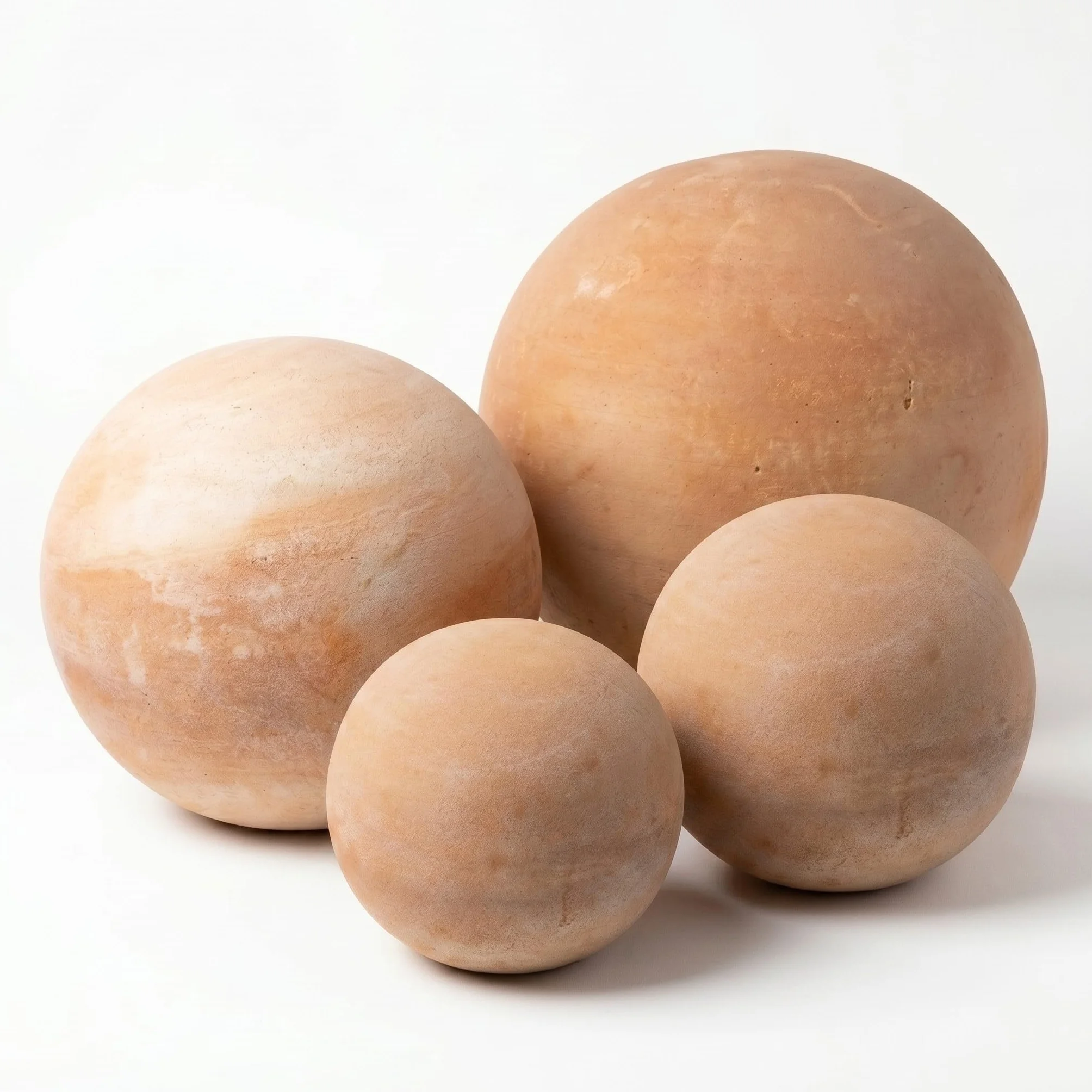 Sfera Decorativa da Giardino Set di 4 in Terracotta (10 cm, 15 cm, 20 cm e 30 cm) di Alta qualità Resistente al Gelo e alle intemperie. Ideale Come Decorazione da Giardino.