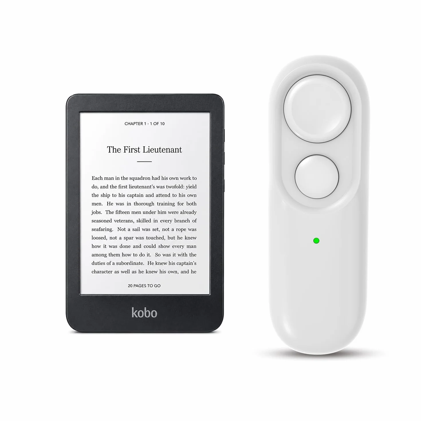 Telecomando Pagina Turner Bluetooth per Kobo Clara 2E/BW/Colour, Libra 2/Colour, Sage, Elipsa 2E, Bianco