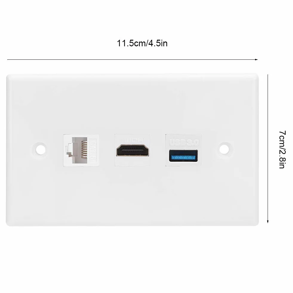 Piastra a muro Ethernet Cat6 HDMI USB 3.0 Pannello portatile multiplo