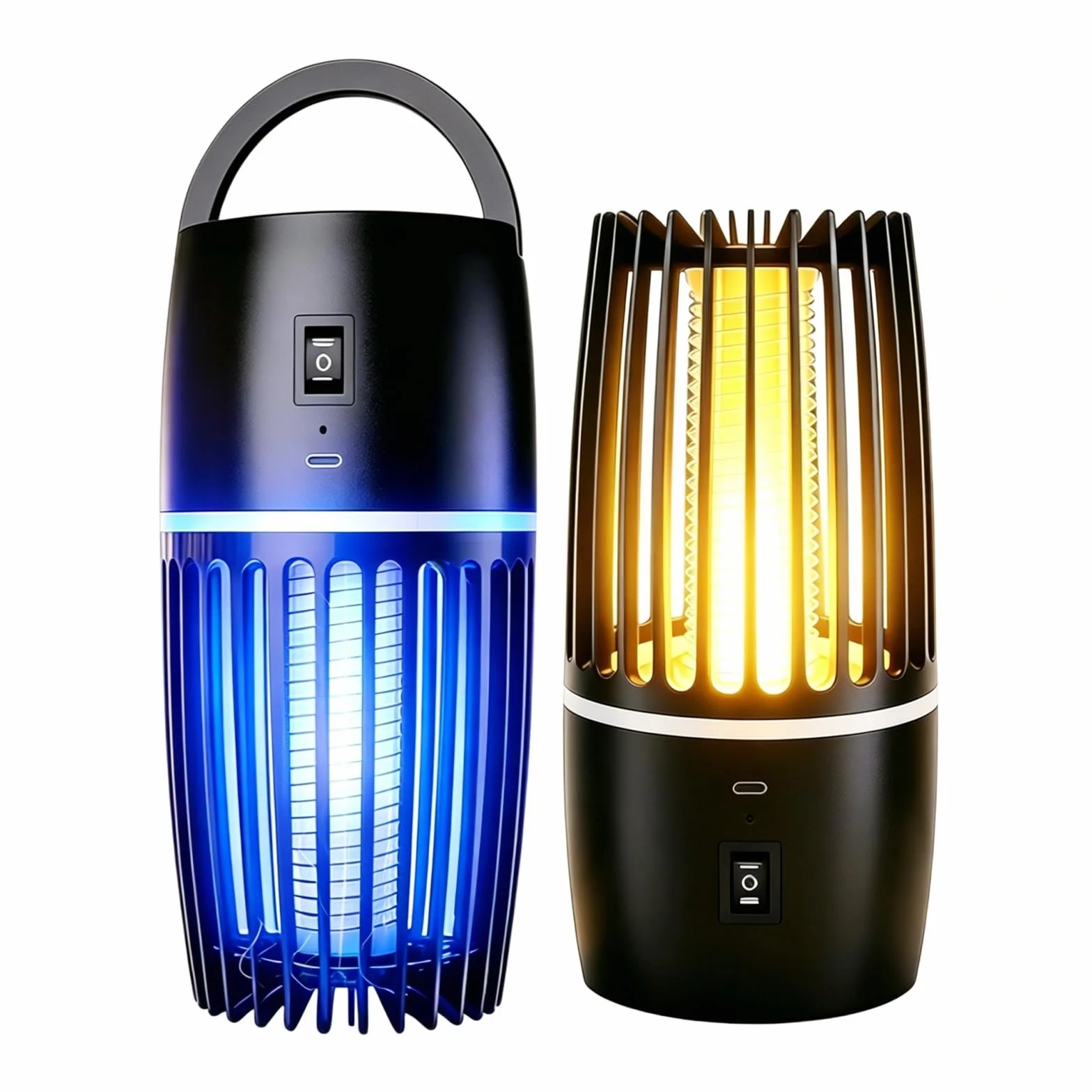 Zanzariera Elettrica 360° UV 365nm, Lampada Antizanzare Ricaricabile 4000mAh USB, Silenziosa <35dB con Luce Notte, Dispositivo Anti-Zanzare Senza Chimici per Interni Esterni