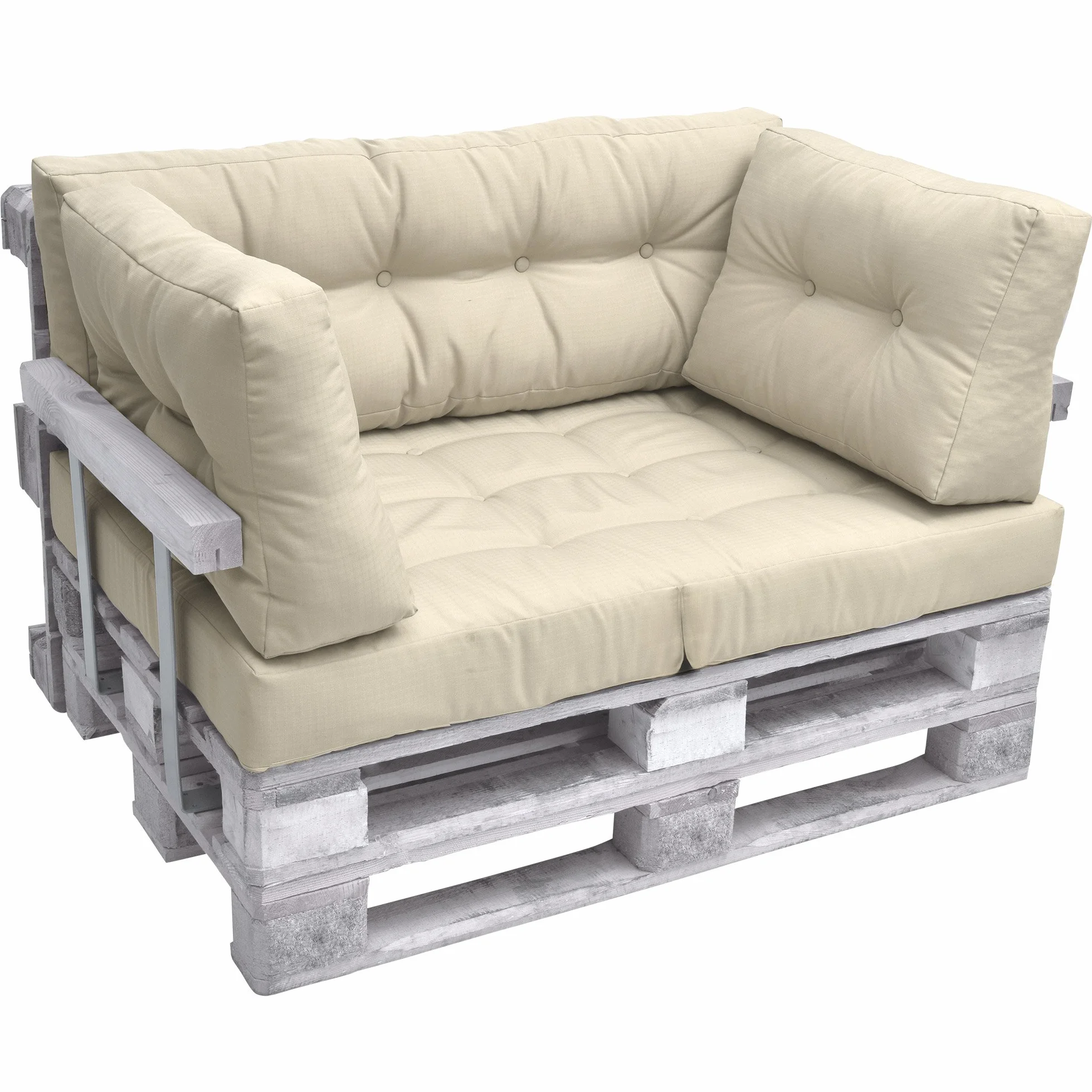Beautissu Cuscino laterale per divano di pallet ECO Elements 60x40x10-20cm beige