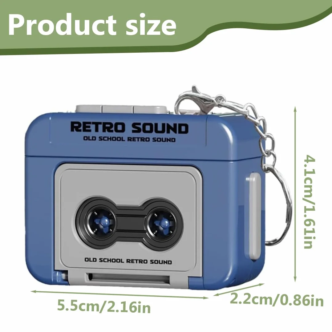 Mini Retro Recorder Tape Keychain Creative Cassette Player Con 3 canzoni Portable
