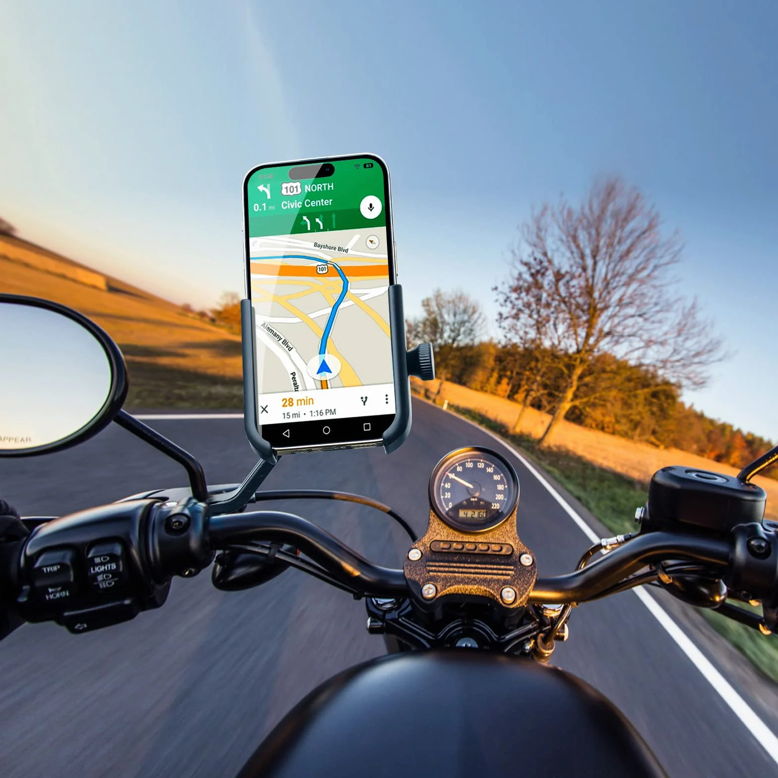 Porta Cellulare Moto Supporto Telefono per Specchio Retrovisore 360° Rotabile