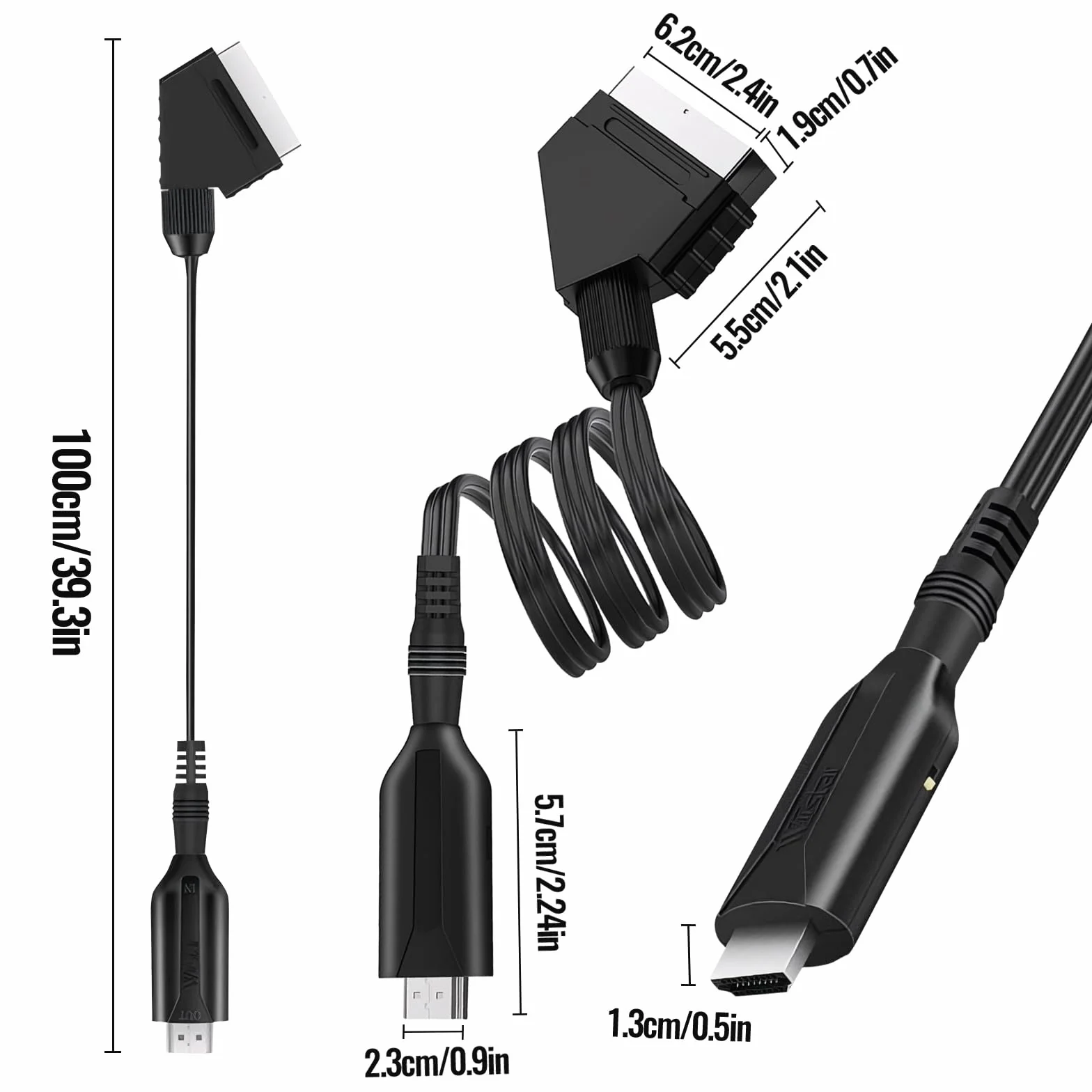 Adattatore Scart a HDMI 1080P con cavo per STB VHS Xbox HDTV PS3 Sky DVD Blu-ray