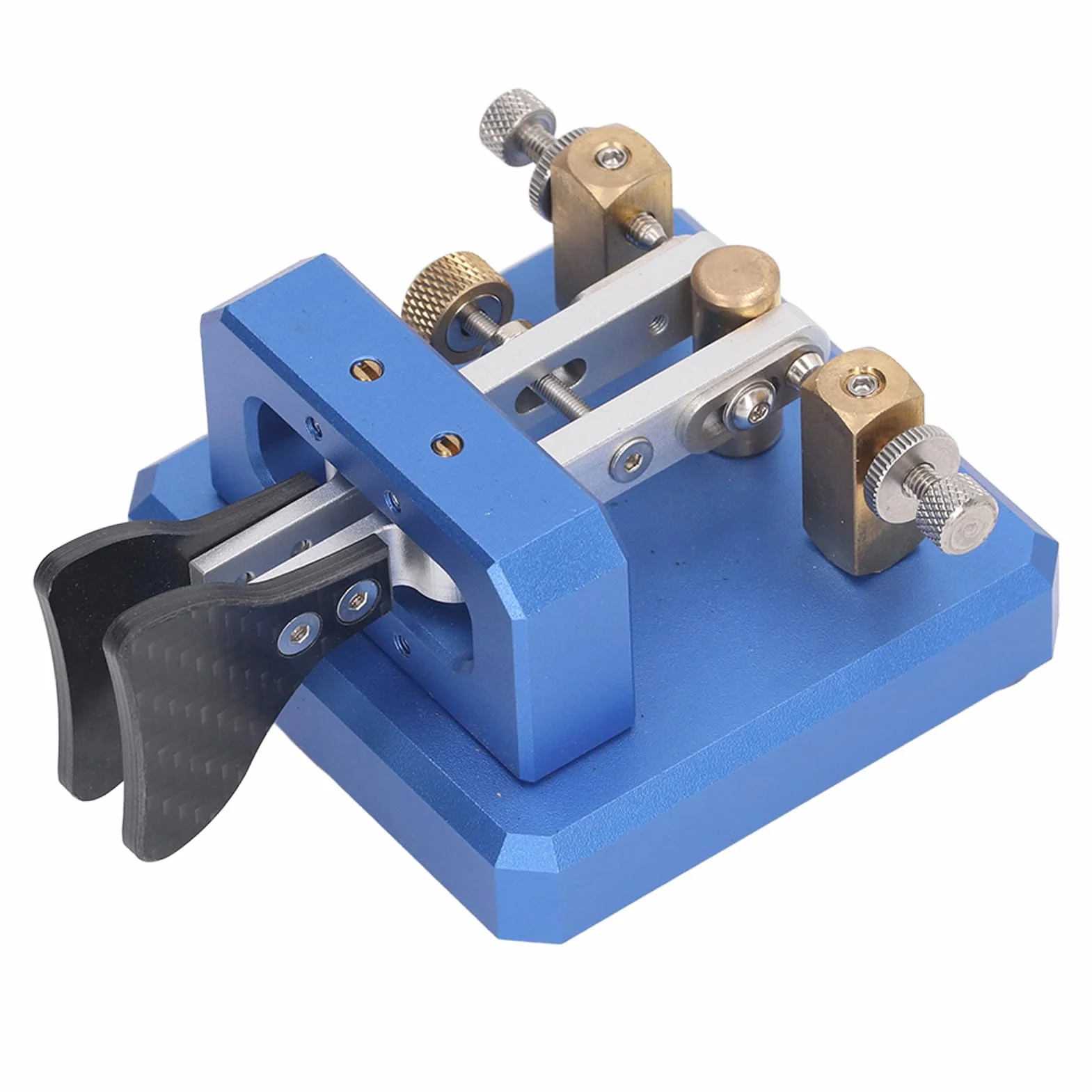 Chiave codice Morse Doppia paletta Chiave telegrafica CW automatica Strumento chiave codice Morse Acciaio (Blu)