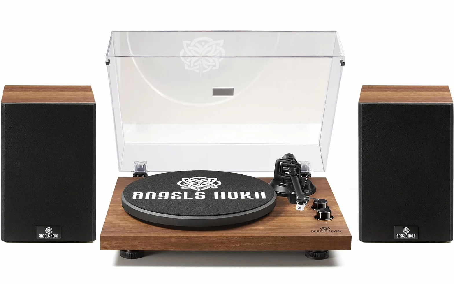 ANGELS HORN Lettore Vinile Bluetooth Vintage con Altoparlanti Doppi e Preamplificatore Fono AT-3600L