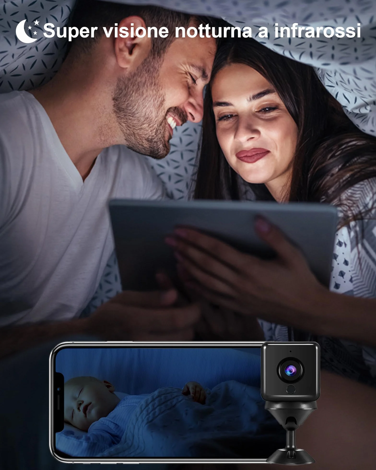 aobo Telecamera Nascosta 4K HD Mini Wifi Interno Videocamera Sorveglianza Senza Fili Batteria Lunga Durata Spy Cam