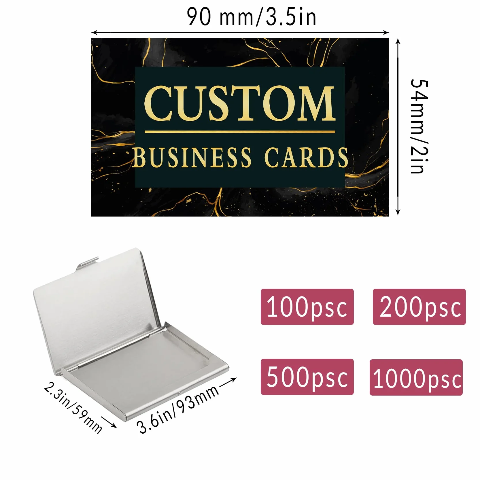 Biglietti Da Visita Personalizzati con Logo, Testo, Immagine, Stampa Fronte Retro, Resistente all'Acqua 100-2000