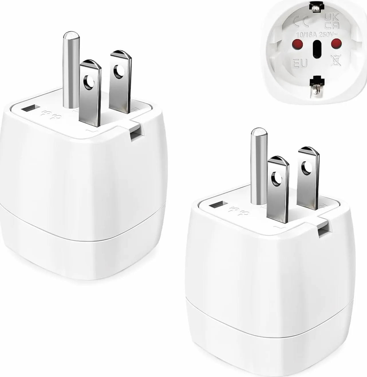 Adattatore Presa Americana 2 Pezzi Universale da Viaggio 3250W USA Tipo B Bianco