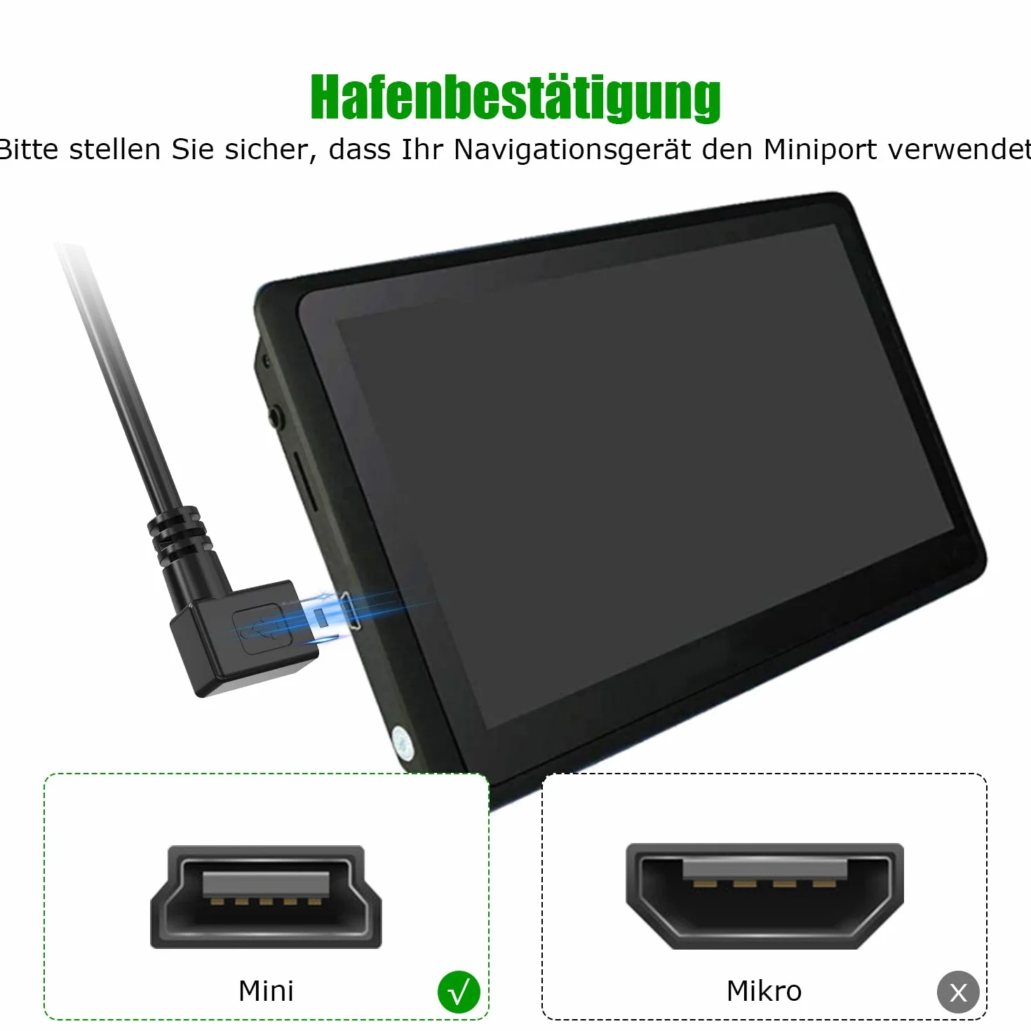 Mellbree Caricabatterie USB per Garmin Navi 2M, cavo di ricarica a 5 pin angolo retto