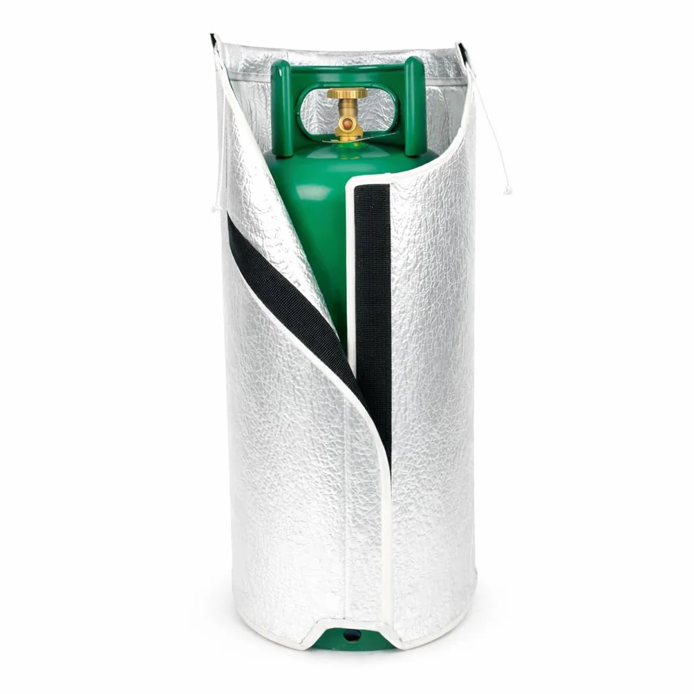 Copri Bombola Gas Esterno Termico Double – 3 Strati Film Alluminizzato + Schiuma PE 4 mm, Chiusura a Strappo e Cordino – per Bombole GPL da Esterno (25 kg)